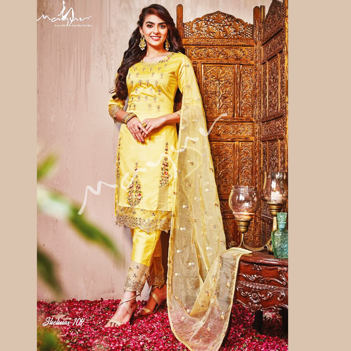 Talk By Fashion Women Light Yellow Color Silk Kurta Pants with Dupatta Set