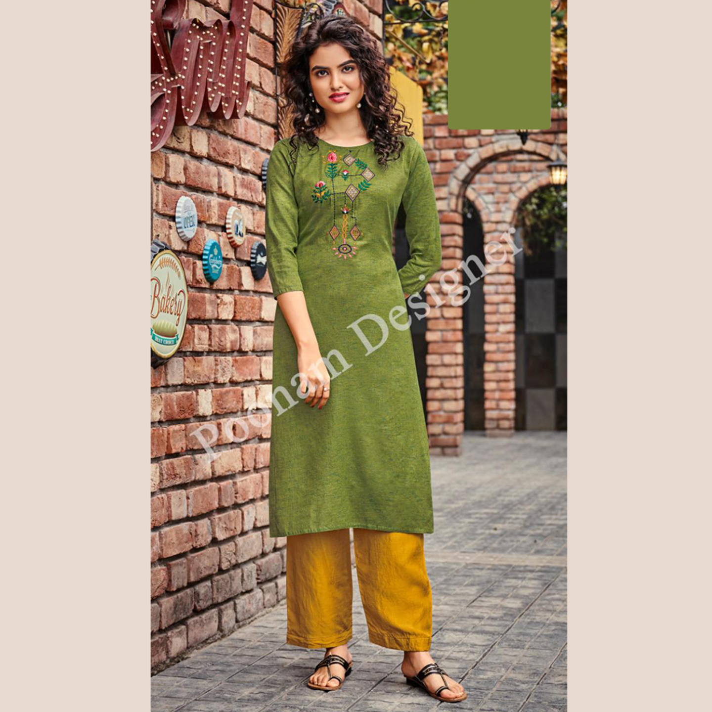 Talk By Fashion Women Ocean blue Color Soft Cotton Straight Kurti