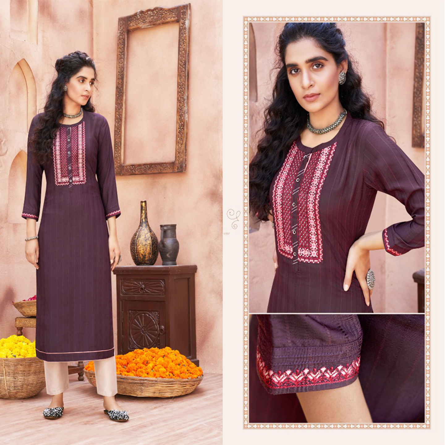 Talk By Fashion Women Embroidered Heavy Long Kurti