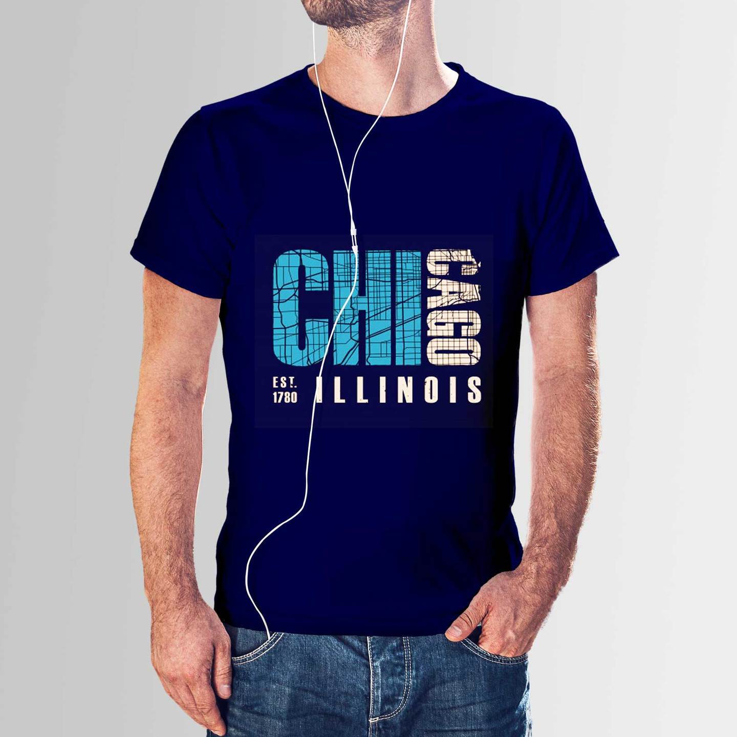Talk By Fashion Chicago Blue T-shirt for Men