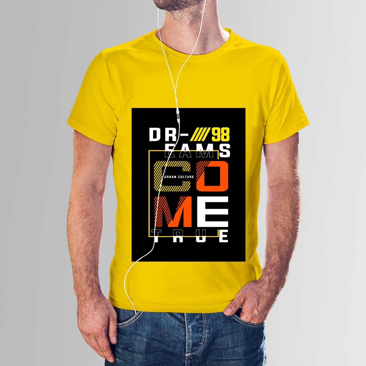 Talk By Fashion yellow graphic t-shirt for Men