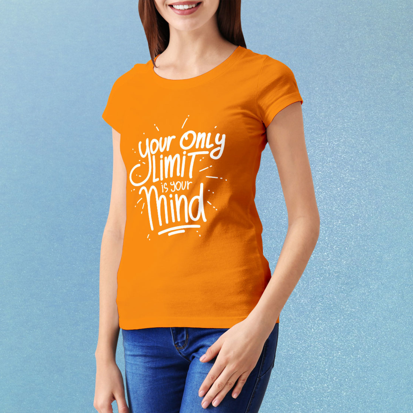 Talk By Fashion Your Only Limit Typographic Orange Women t-shirt