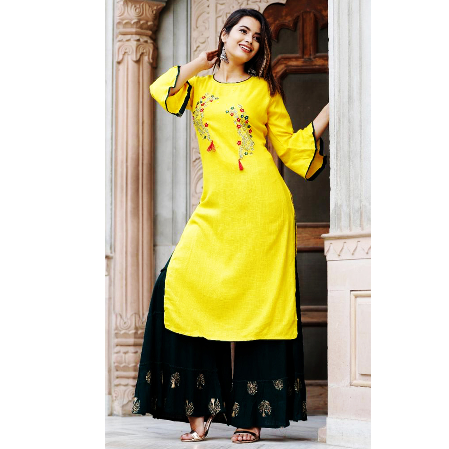 TBF Long Kurta Gharara Suit Set
