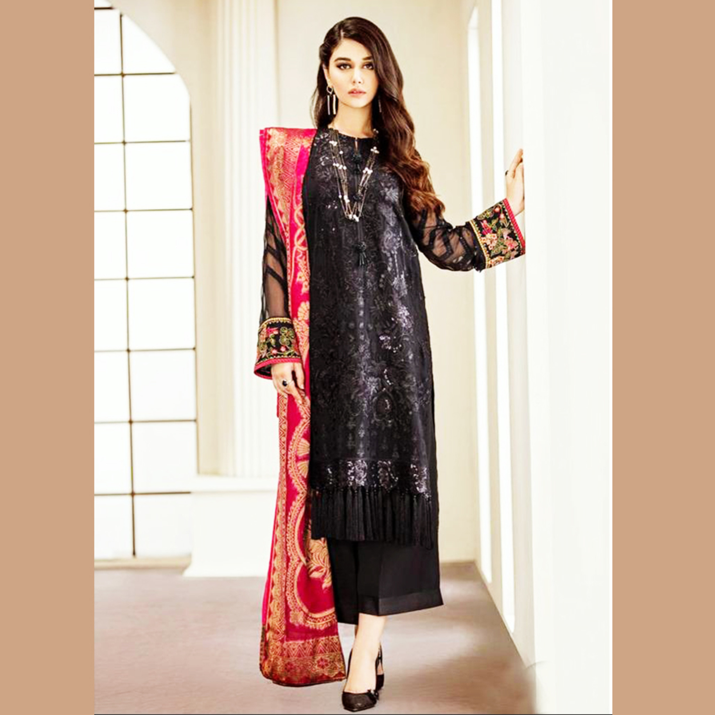 Rinaz Heavy Embroidered Georgette Silk with Banarasi Dress Material