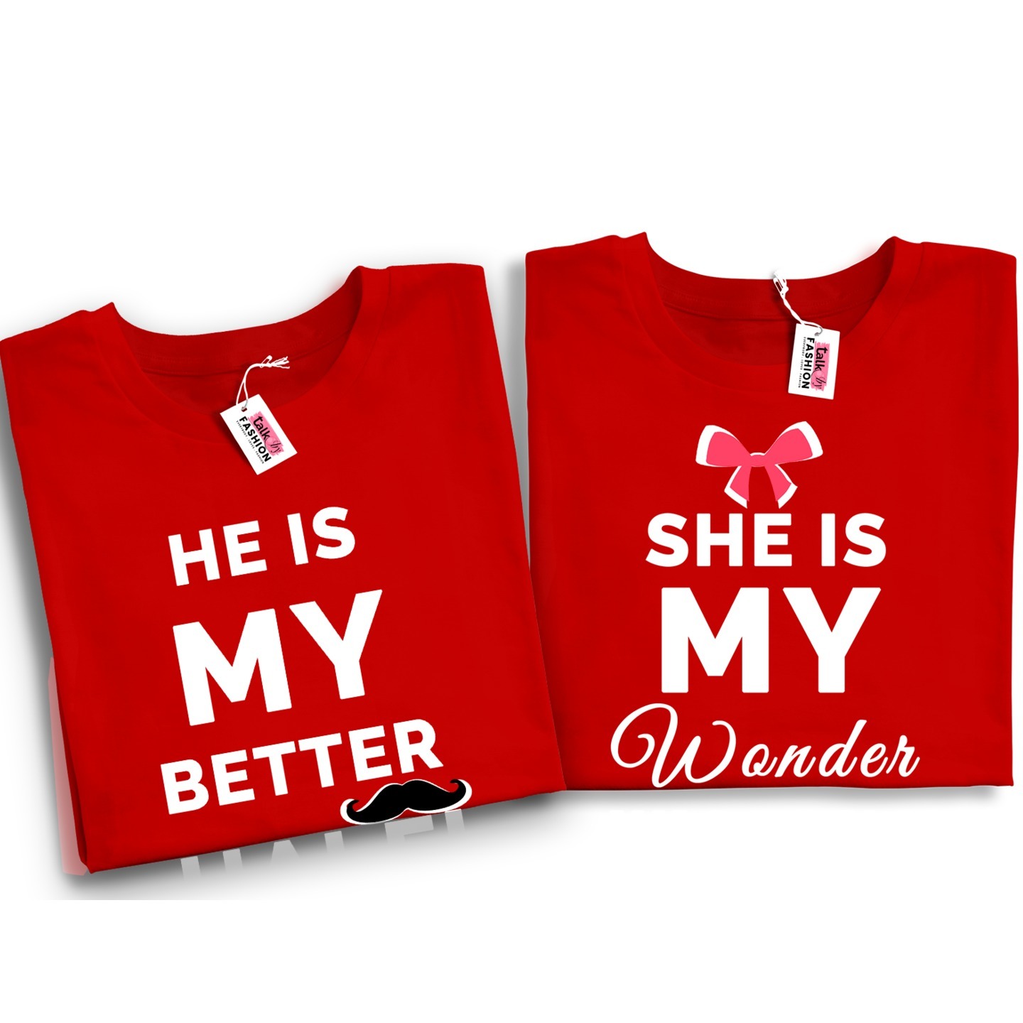 Talk By Fashion Perfect Partner Typographic Couple T shirt Red