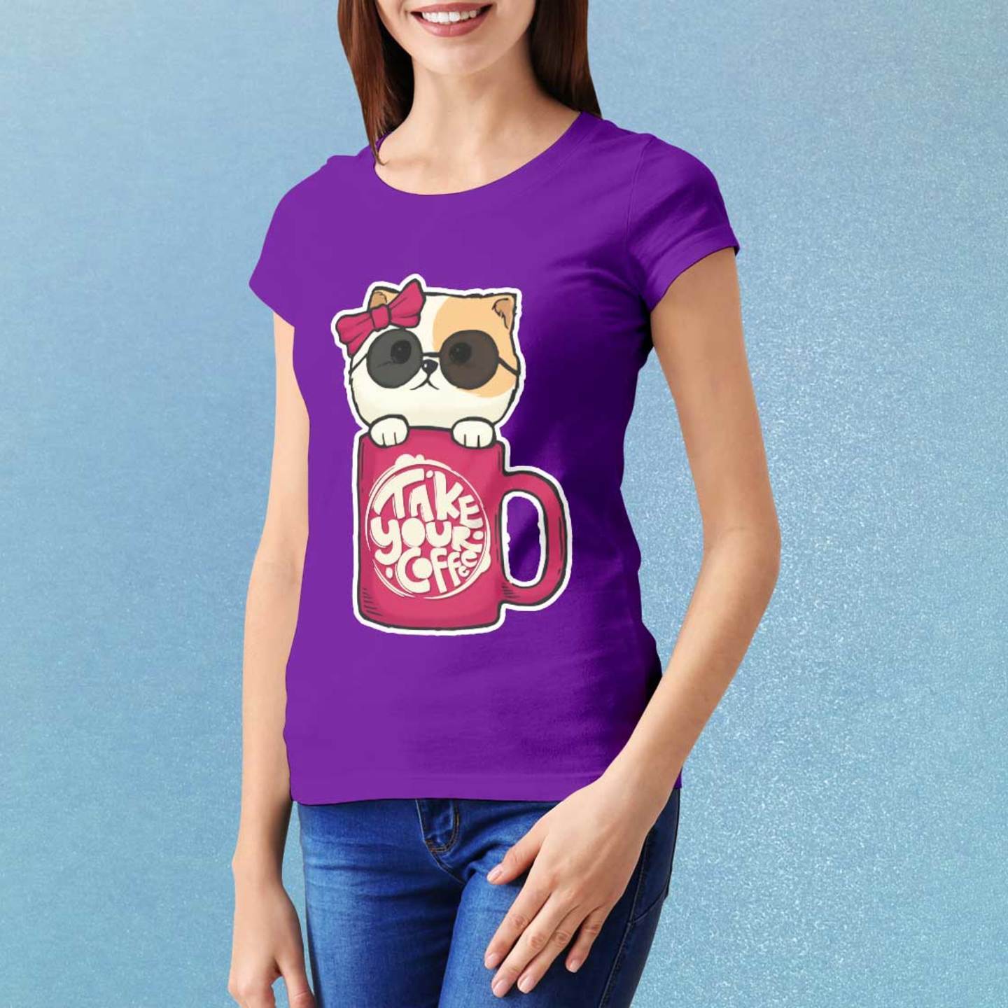 Talk By Fashion Cat Mug designer Women t-shirt purple