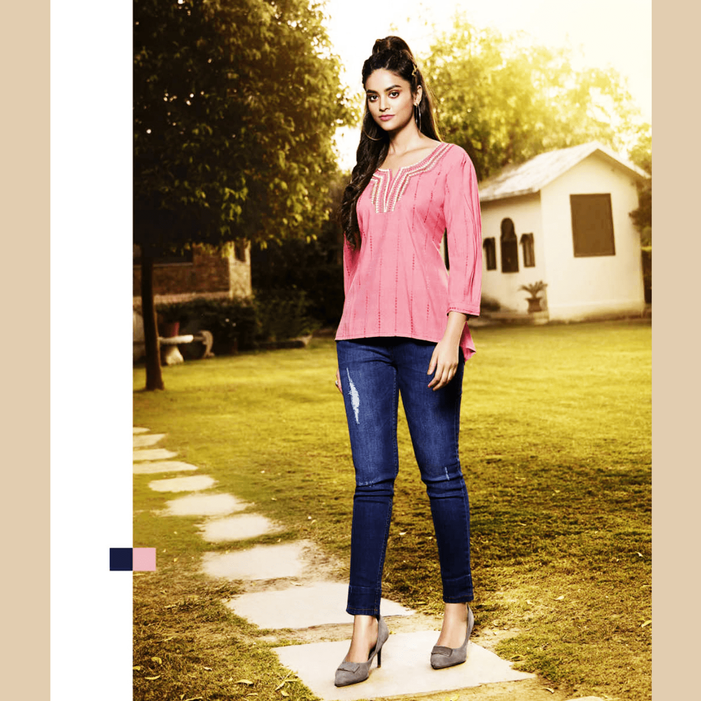 TALK BY Fashion Women Solid Fancy Top Light Pink color