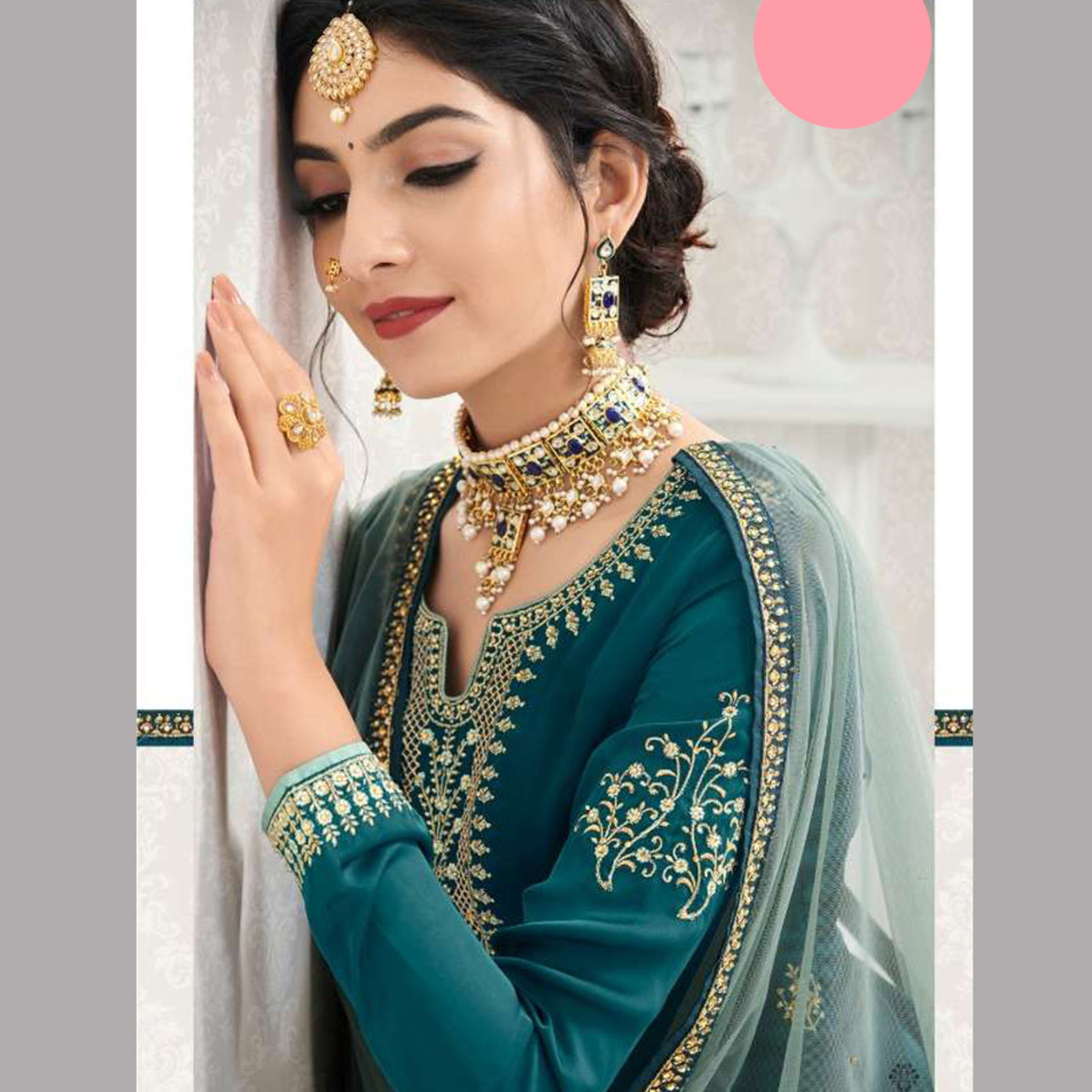 Talk By Fashion Women Blue Embroidered Kurta with Palazzo & Dupatta