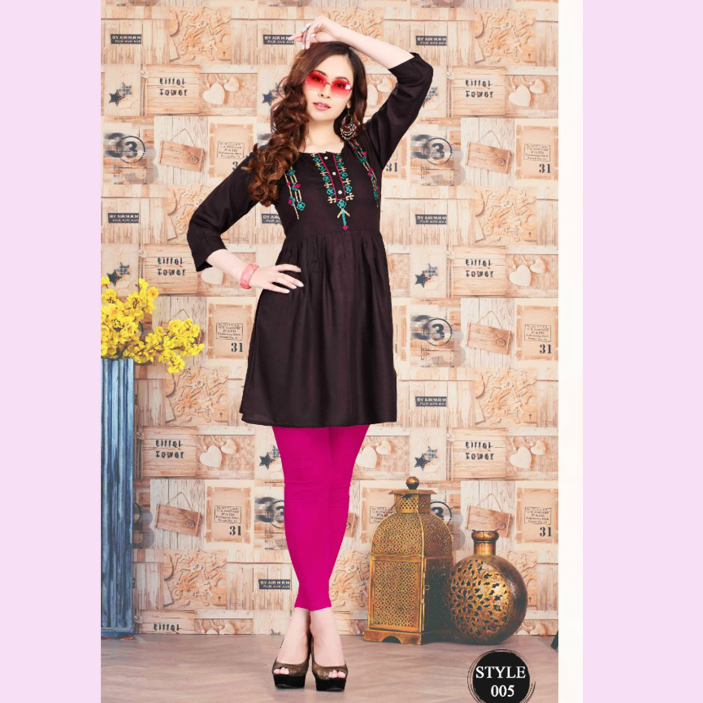 Women Green Embroidered Detail Tie-up Neck A-Line Kurta