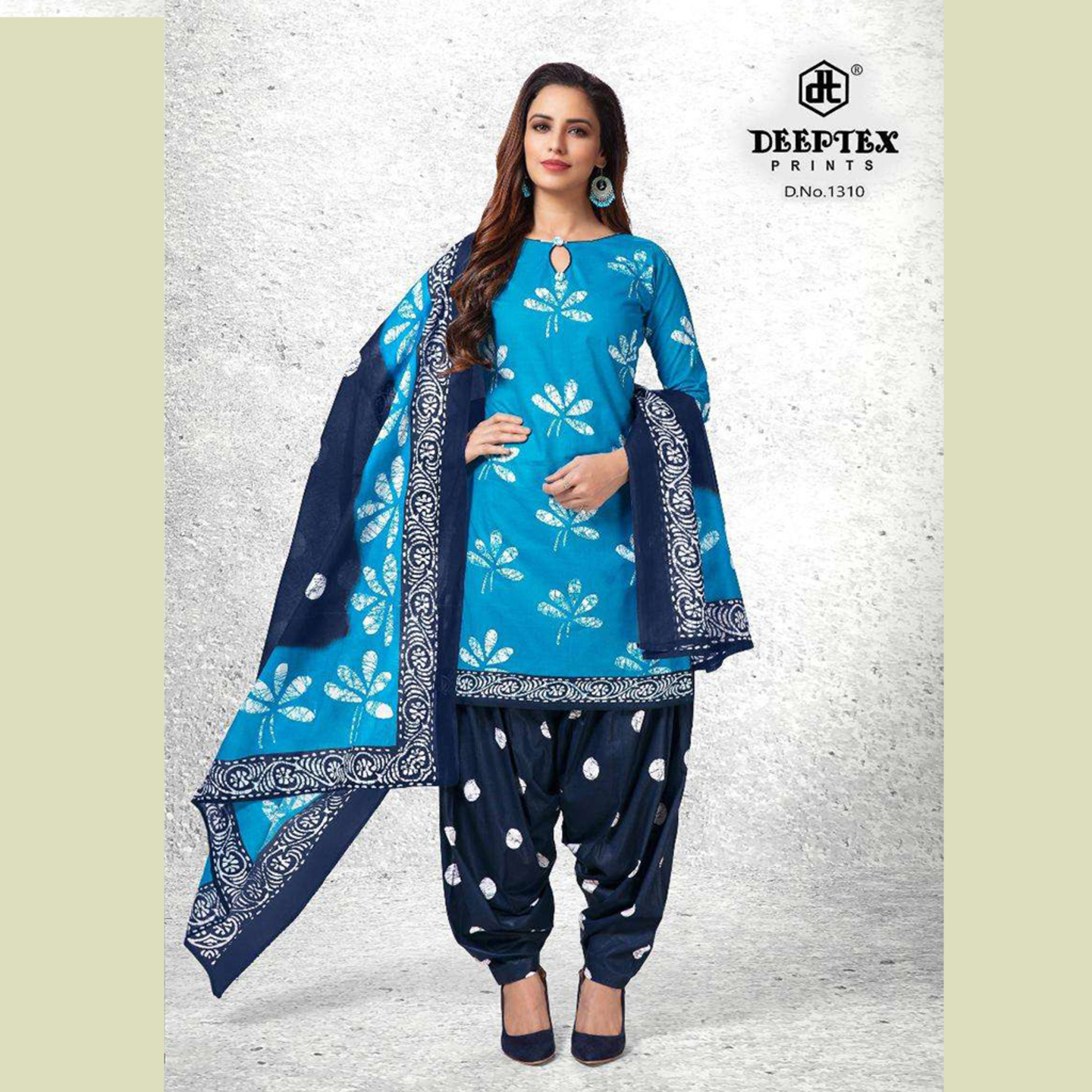 Deeptex Women Blue Color Batik Print Unstitched Dress Material