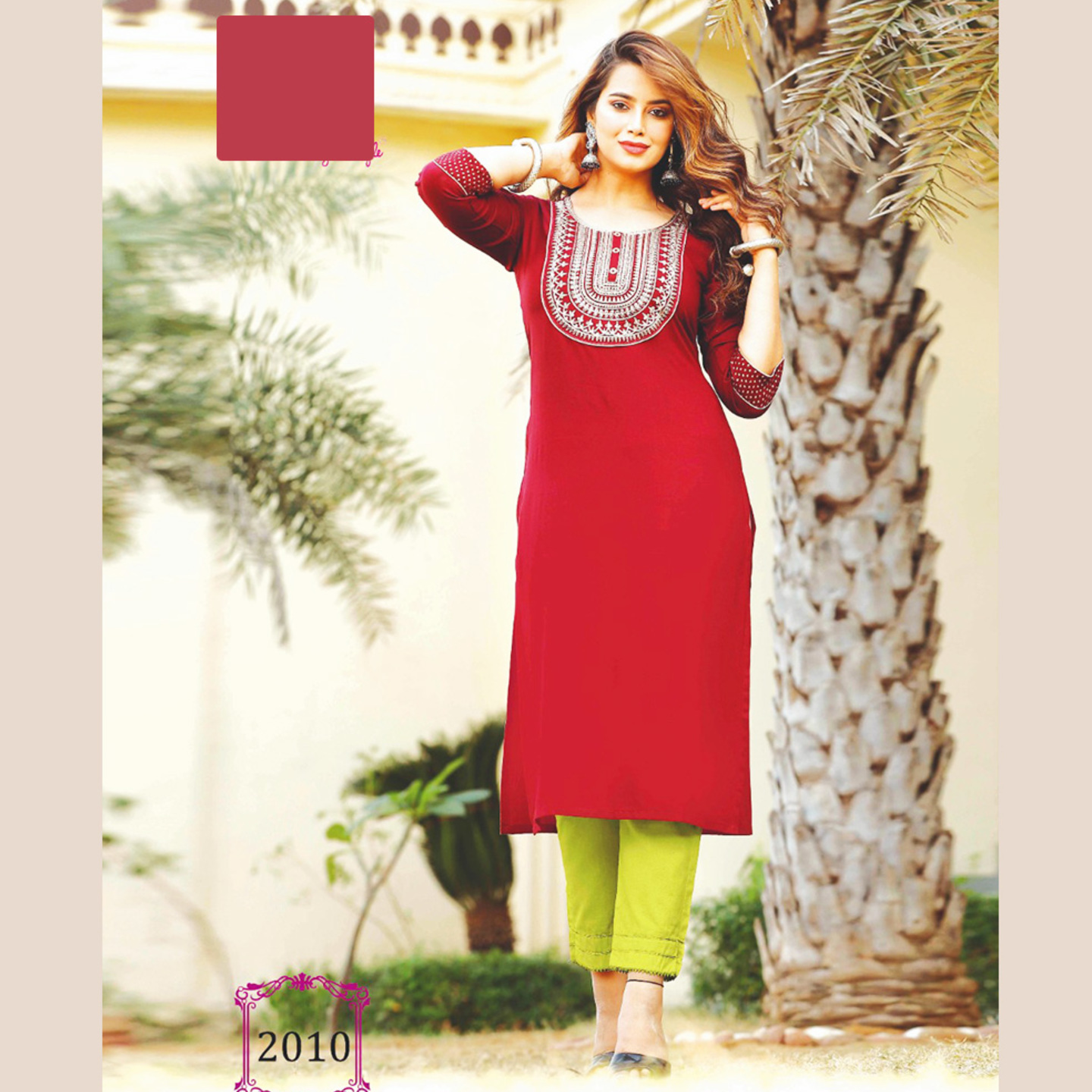 Liva Fashion Women Embroidered Cherry Maroon Color A-line Kurta