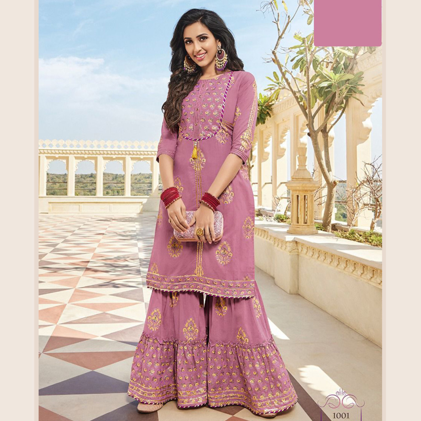 Liva Fashion Women Pure Cotton Sangneri Print Style Kurta and Sharara Set