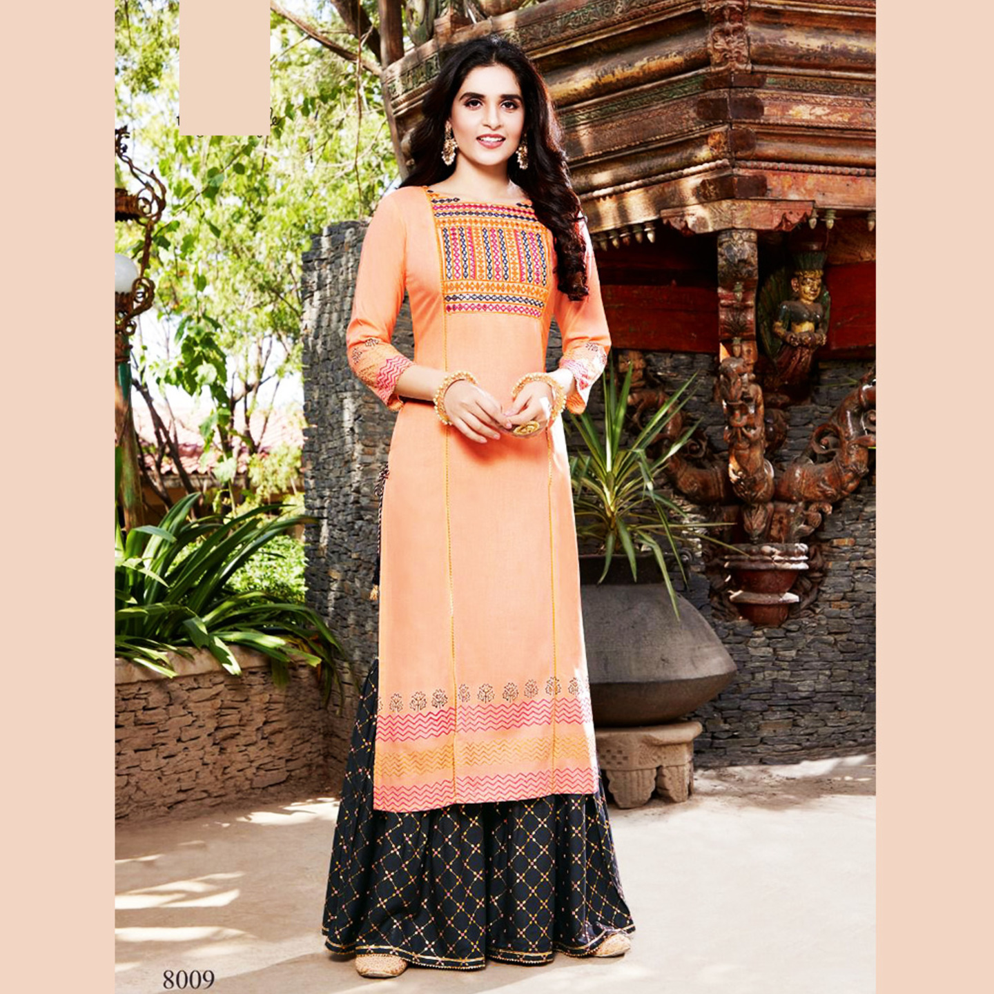 Talk By Fashion Women Fancy Embroidered Long Kurti with Sharara Set