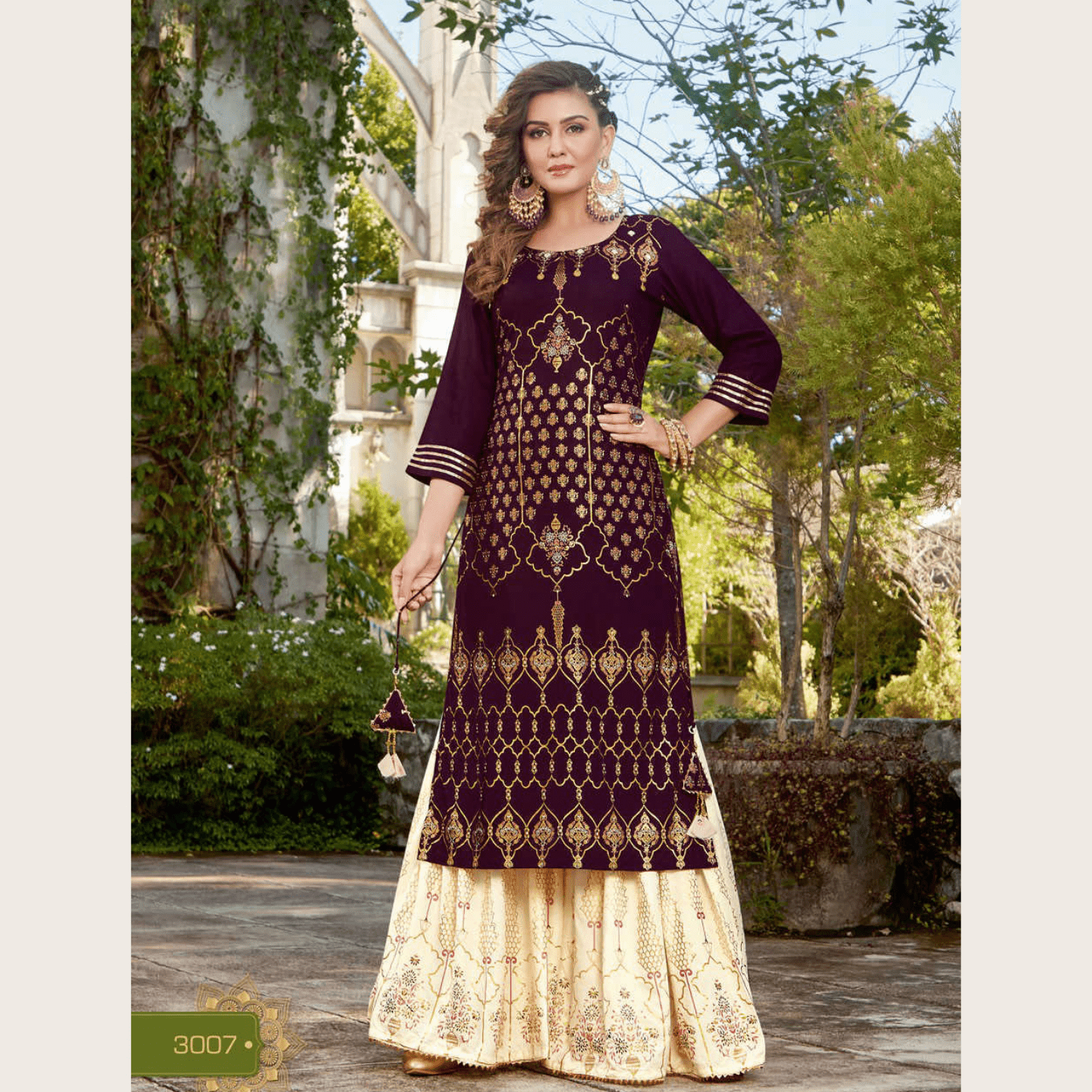 Liva Fashion Women Pink with Yellow Color Kurta with Sharara Set