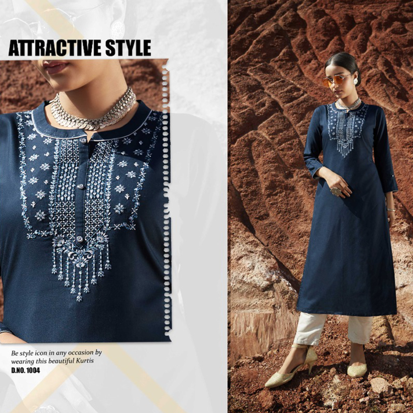 Talk By Fashion Women Seamless Embroidered Heavy Long Kurti