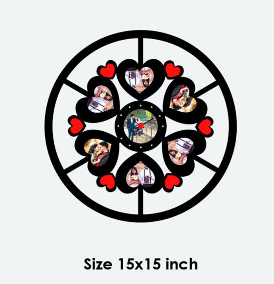 Wooden Wall Clock Frame- Love Heart