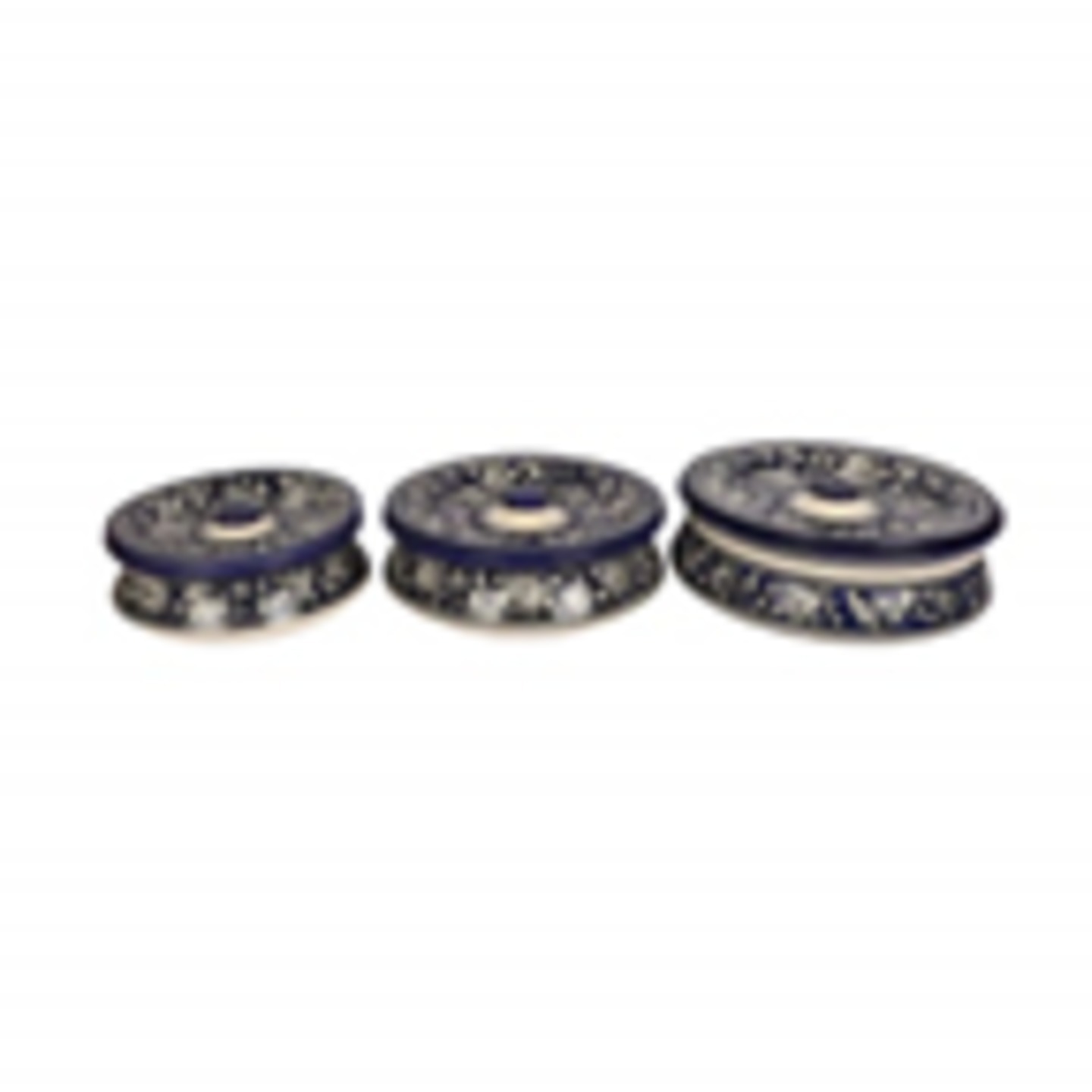 Ceramic Handi Shape Serving Bowls with Lids Set of 3 Handmade Blue Ceramic Pottery Serving Bowls, Blue  100 Microwave Safe