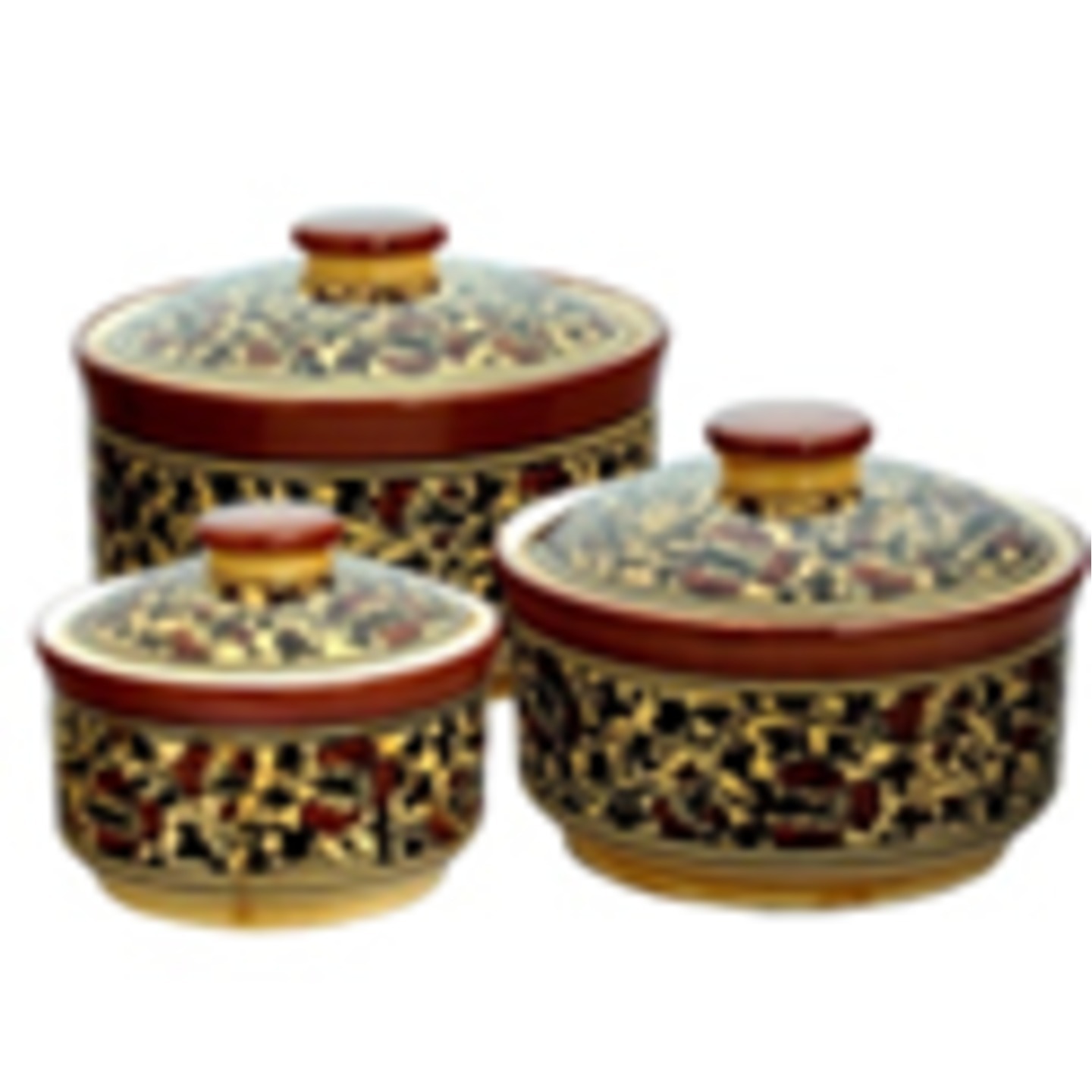 Casseroles With Lids Set Of 3 In Handmade Pottery Microwave Safe,Set Of 3