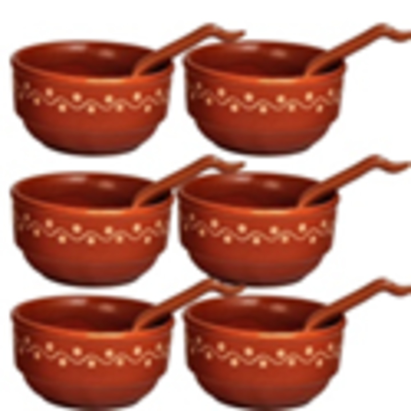 Soup Bowls Set of 6 Ceramic 6 Bowls , 6 Spoons, Brown ,Set of 6, , 100 Food & Microwave Safe