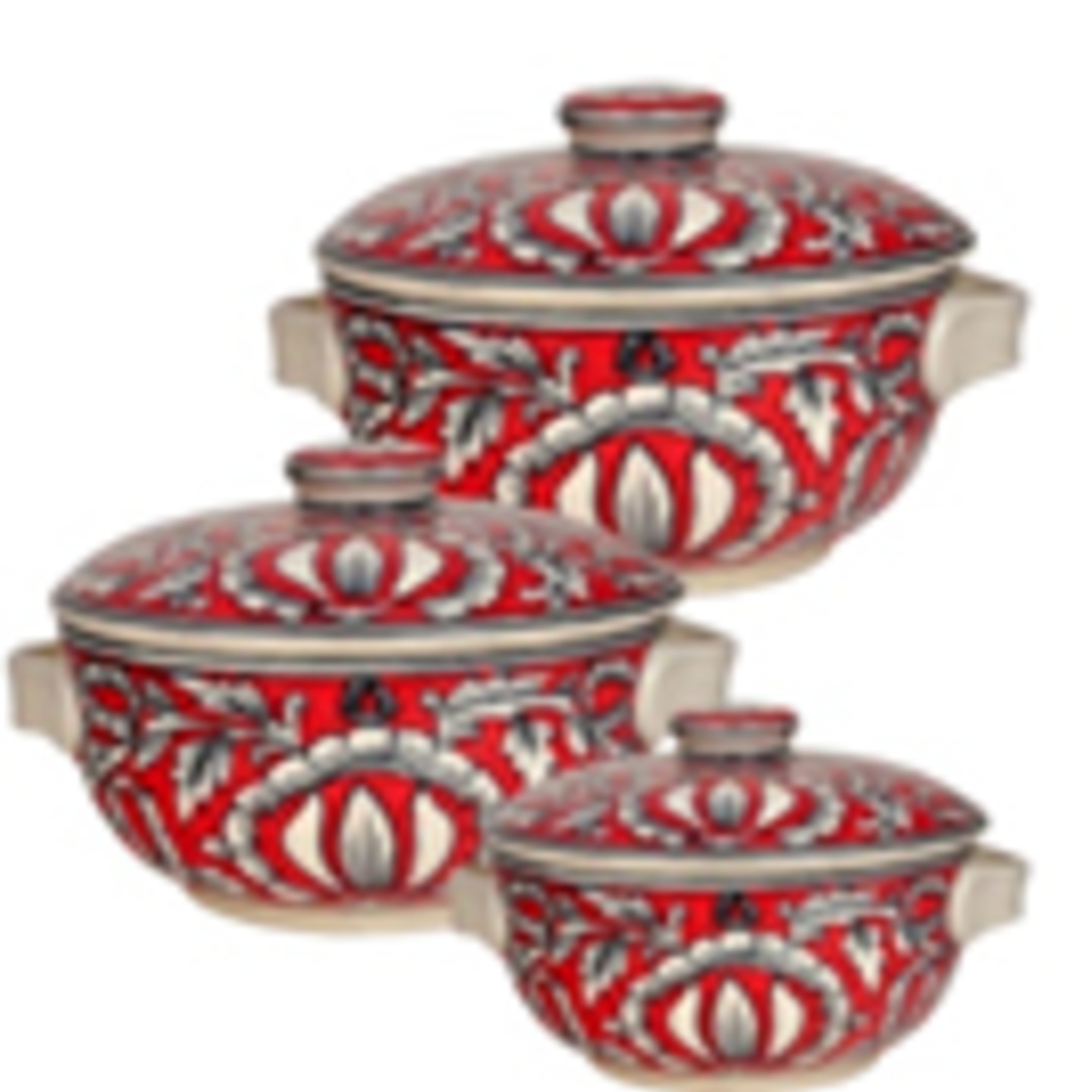 Ceramic Serving Casserole Set of 3  Serving Bowls with Lids Set of 3 100  Microwave Safe  Multi Color 3 Serve Casserole Set1250...