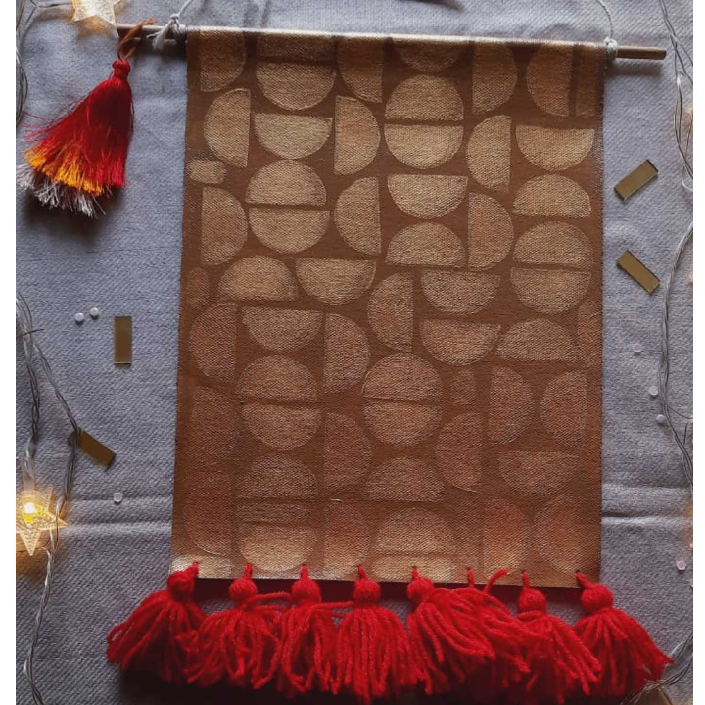 Golden block print wall pennant