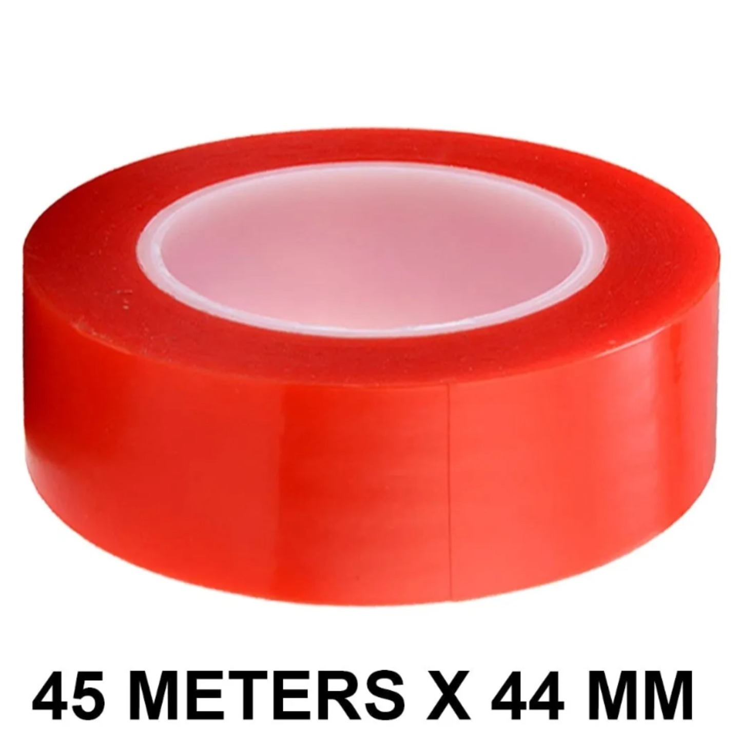 RED Strong Acrylic Transparent Adhesive  Double Sided Heat Resistant  Polyester Tape  45 Meters in Length  44mm Width