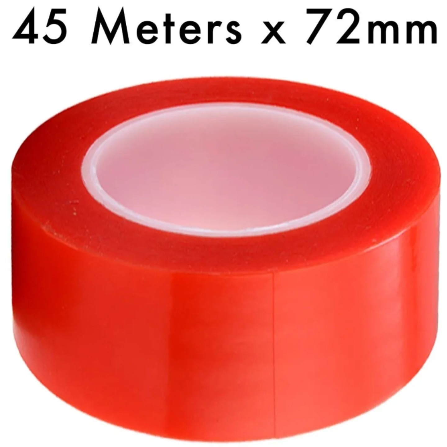 RED Strong Acrylic Transparent Adhesive  Double Sided Heat Resistant  Polyester Tape  45 Meters in Length  72mm Width