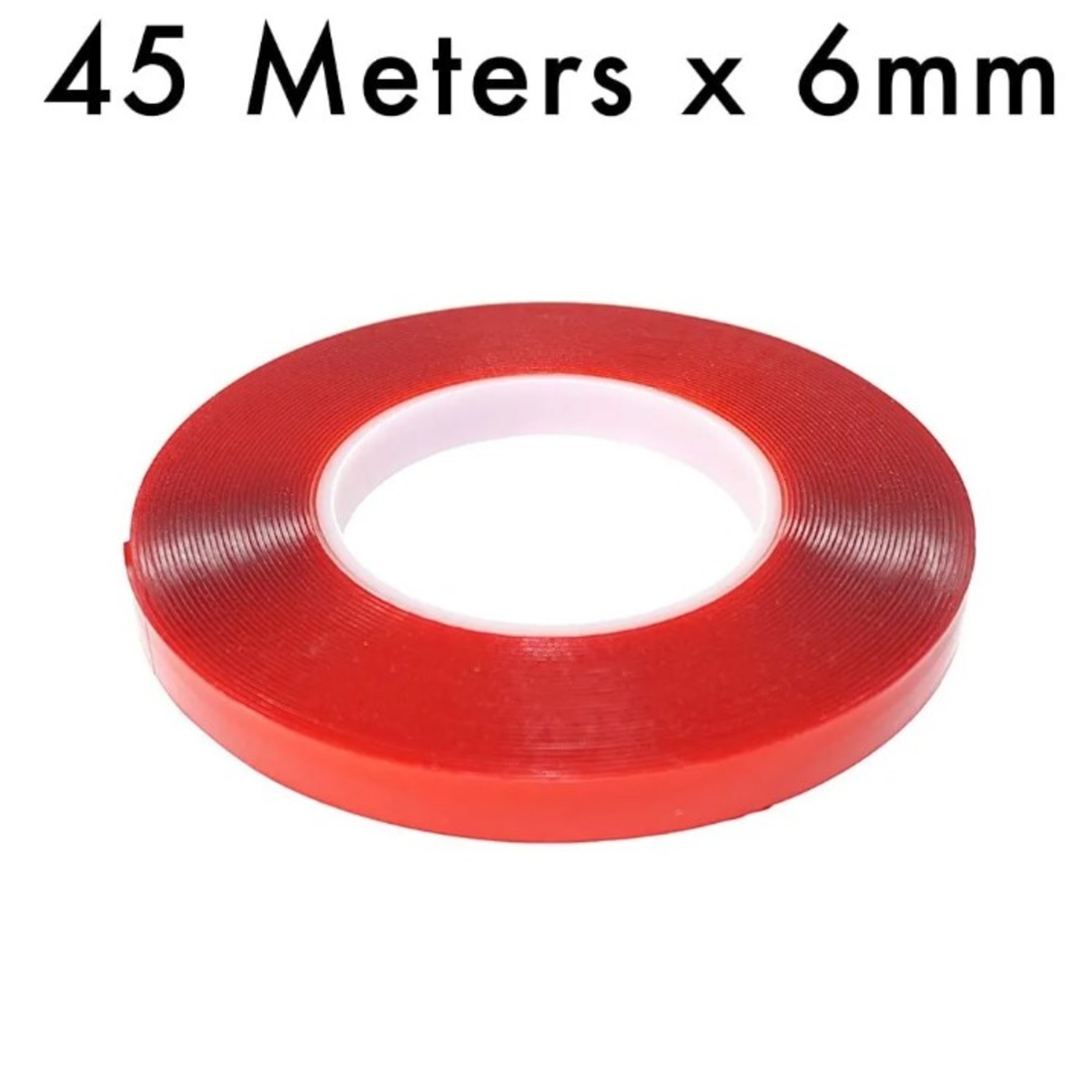 RED Strong Acrylic Transparent Adhesive  Double Sided Heat Resistant  Polyester Tape  45 Meters in Length  06mm Width