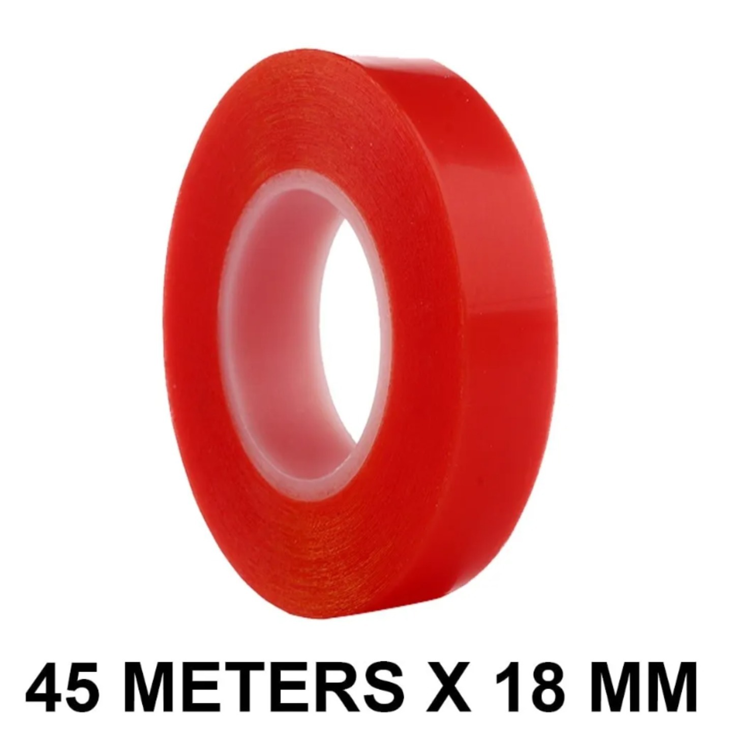 RED Strong Acrylic Transparent Adhesive  Double Sided Heat Resistant  Polyester Tape  45 Meters in Length  18mm Width