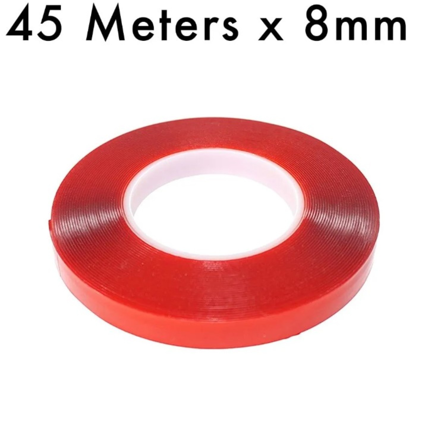 RED Strong Acrylic Transparent Adhesive  Double Sided Heat Resistant  Polyester Tape  45 Meters in Length  08mm Width
