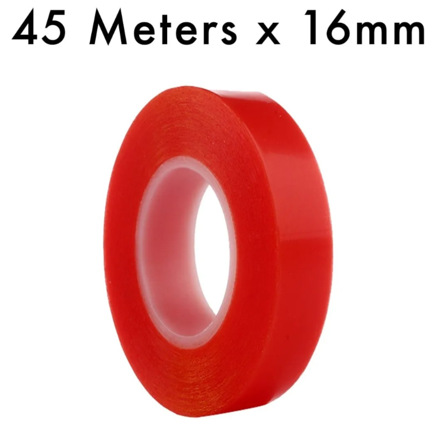RED Strong Acrylic Transparent Adhesive  Double Sided Heat Resistant  Polyester Tape  45 Meters in Length  16mm Width
