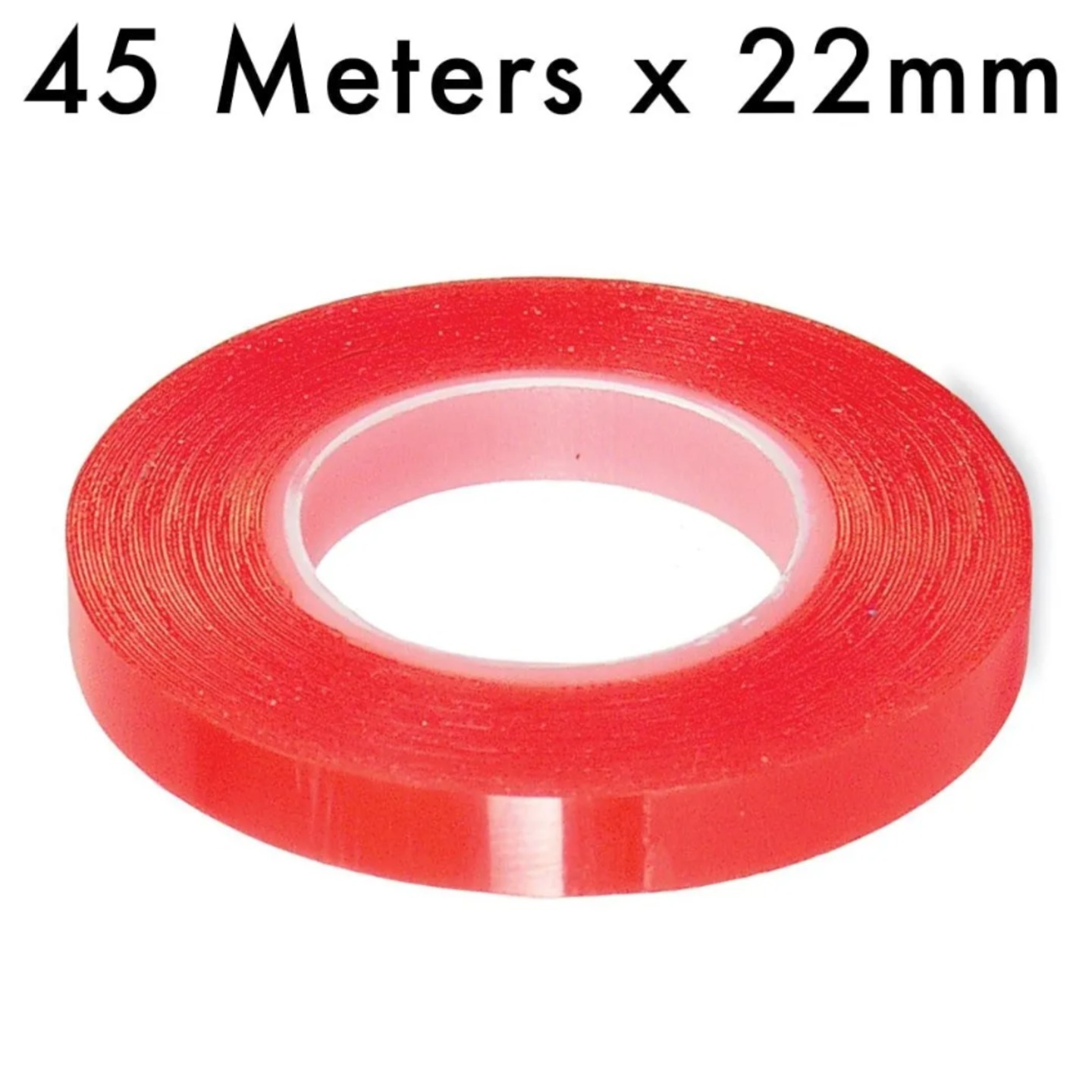 RED Strong Acrylic Transparent Adhesive  Double Sided Heat Resistant  Polyester Tape  45 Meters in Length  22mm Width