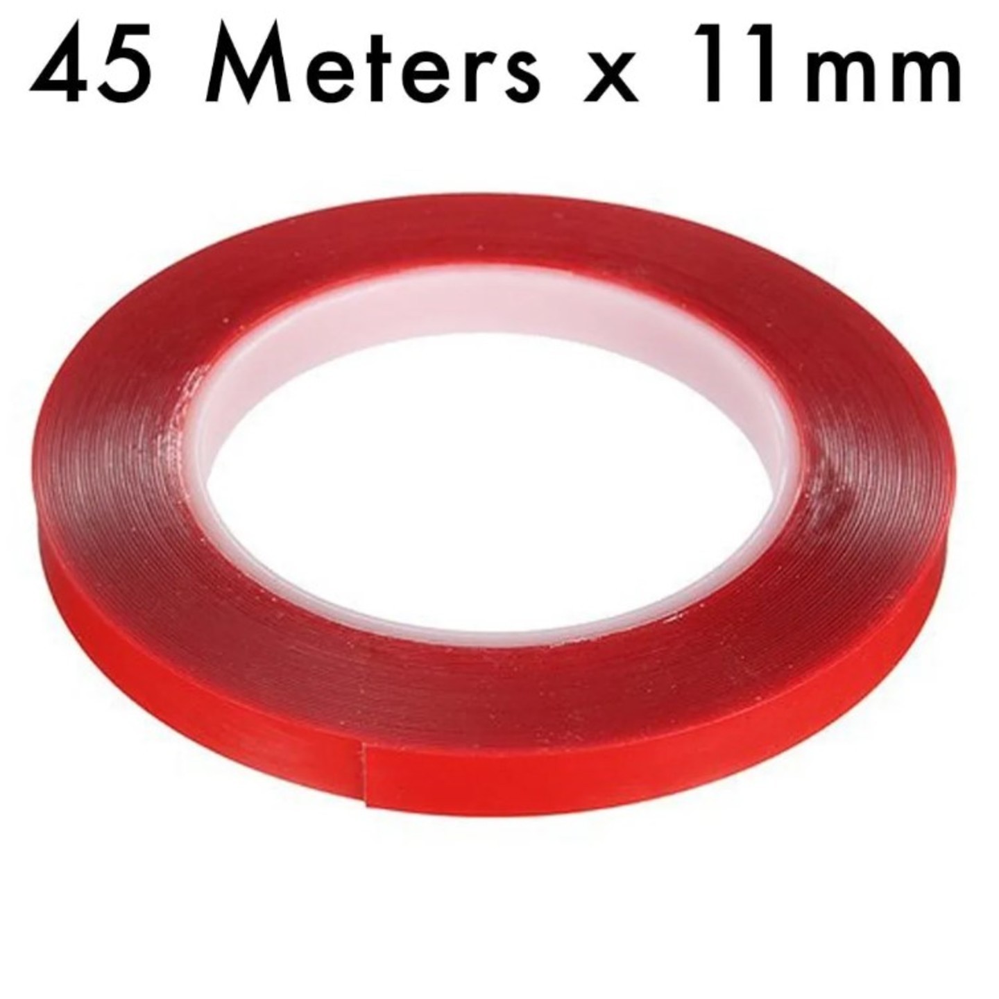 RED Strong Acrylic Transparent Adhesive  Double Sided Heat Resistant  Polyester Tape  45 Meters in Length  11mm Width