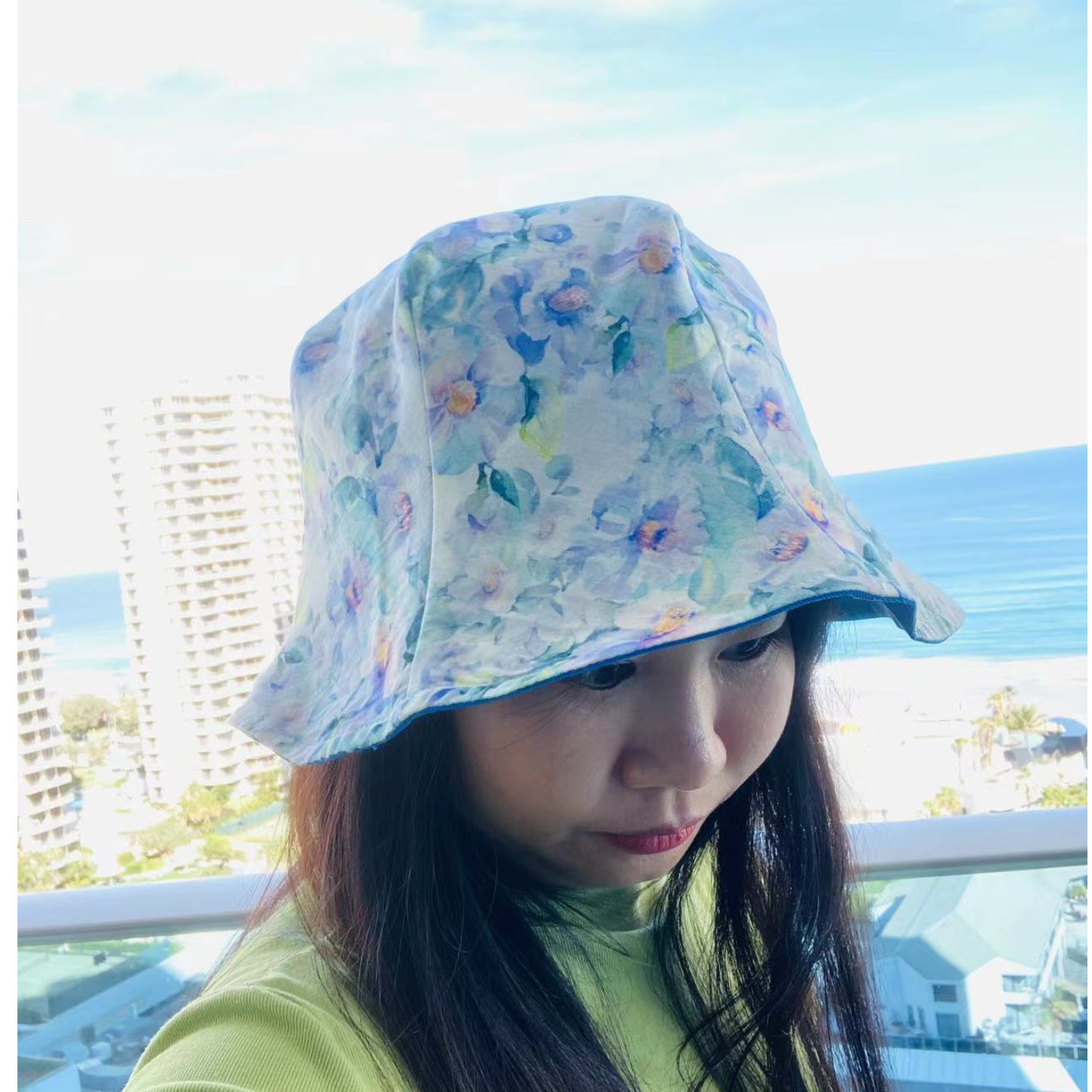 Reversible Hat in Blue with Printed
