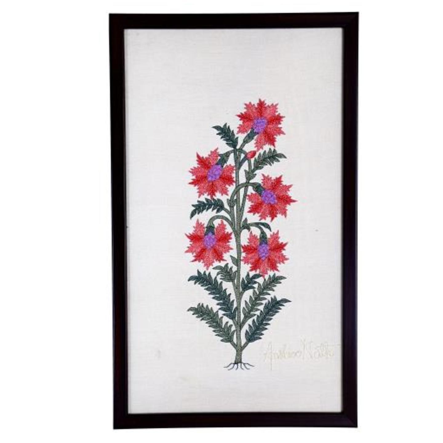 Marigold Embroidered Tassar Silk 15.6x9.0 Wall Art