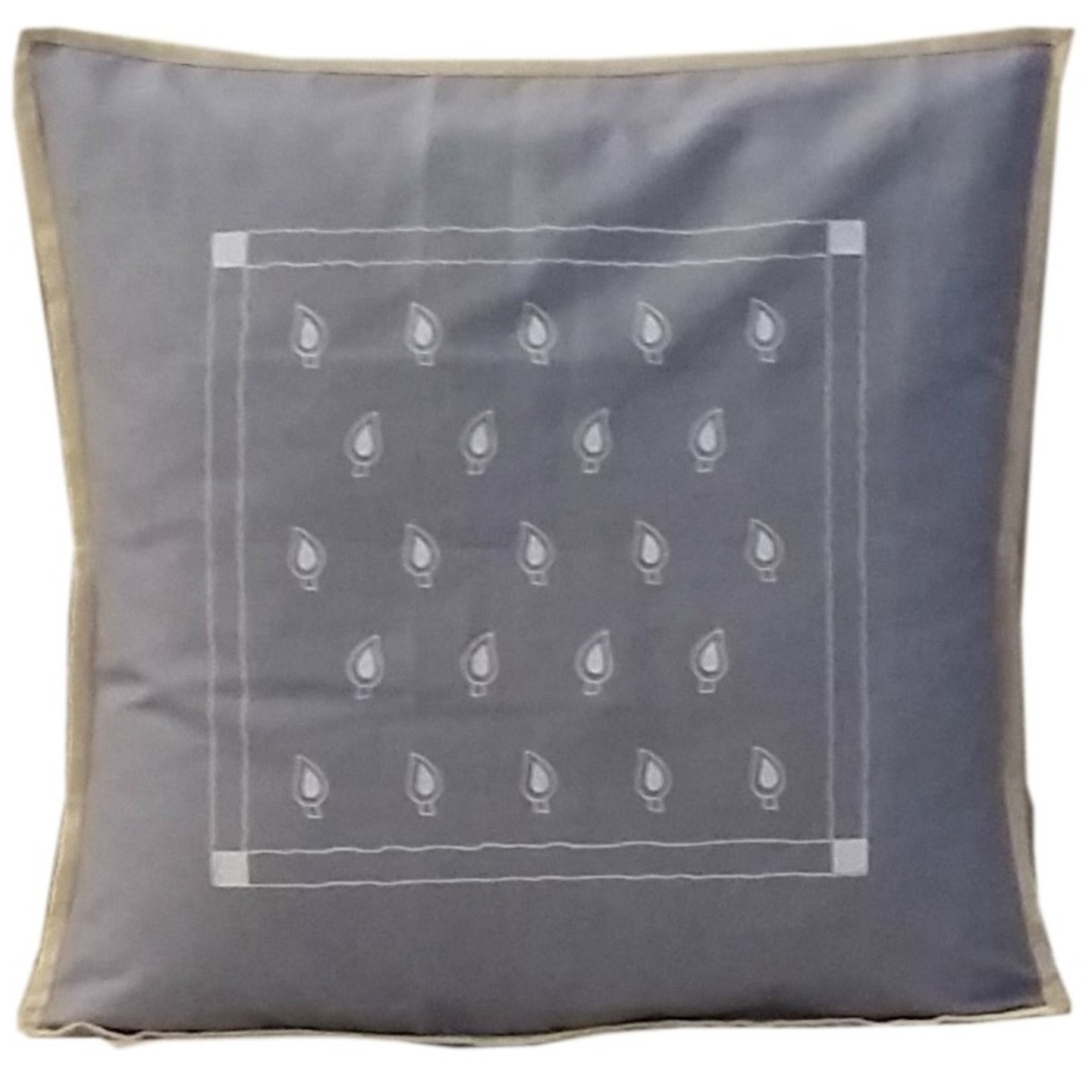 Dots Screen Printed Cotton 16x16 Grey Cushion Cover