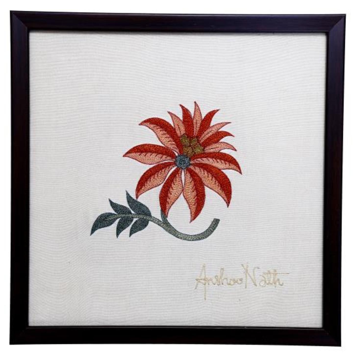 Marigold Embroidered Tassar Silk 9.5x9.5 Wall Art