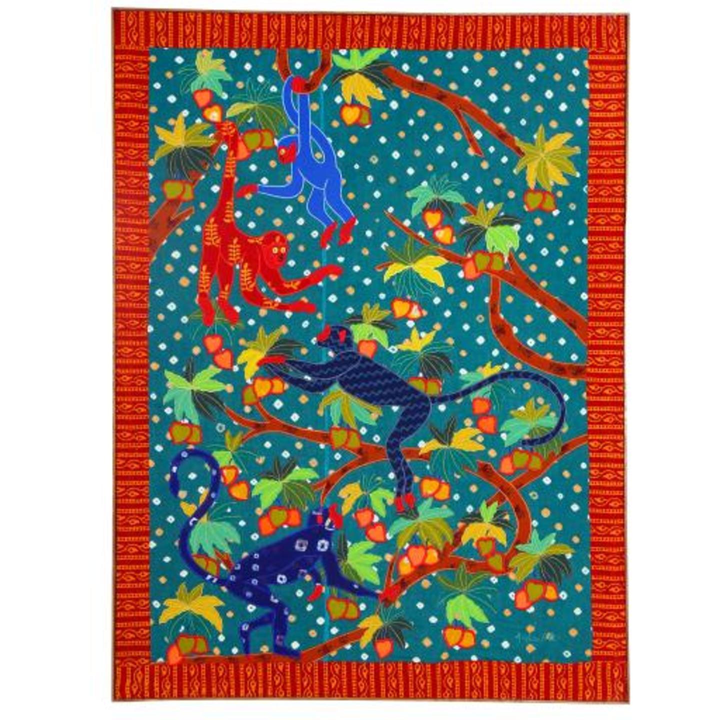 Monkey Forest Bandhani 38.6x28 Wall Art