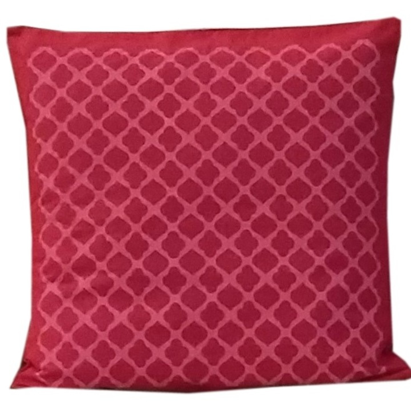 Jalli Screen Printed Cotton 16x16 Red Cushion Cover