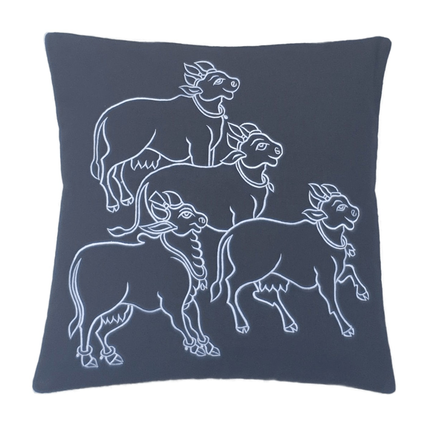 Nandi Embroidered Linen 16x16 Yellow Cushion Cover