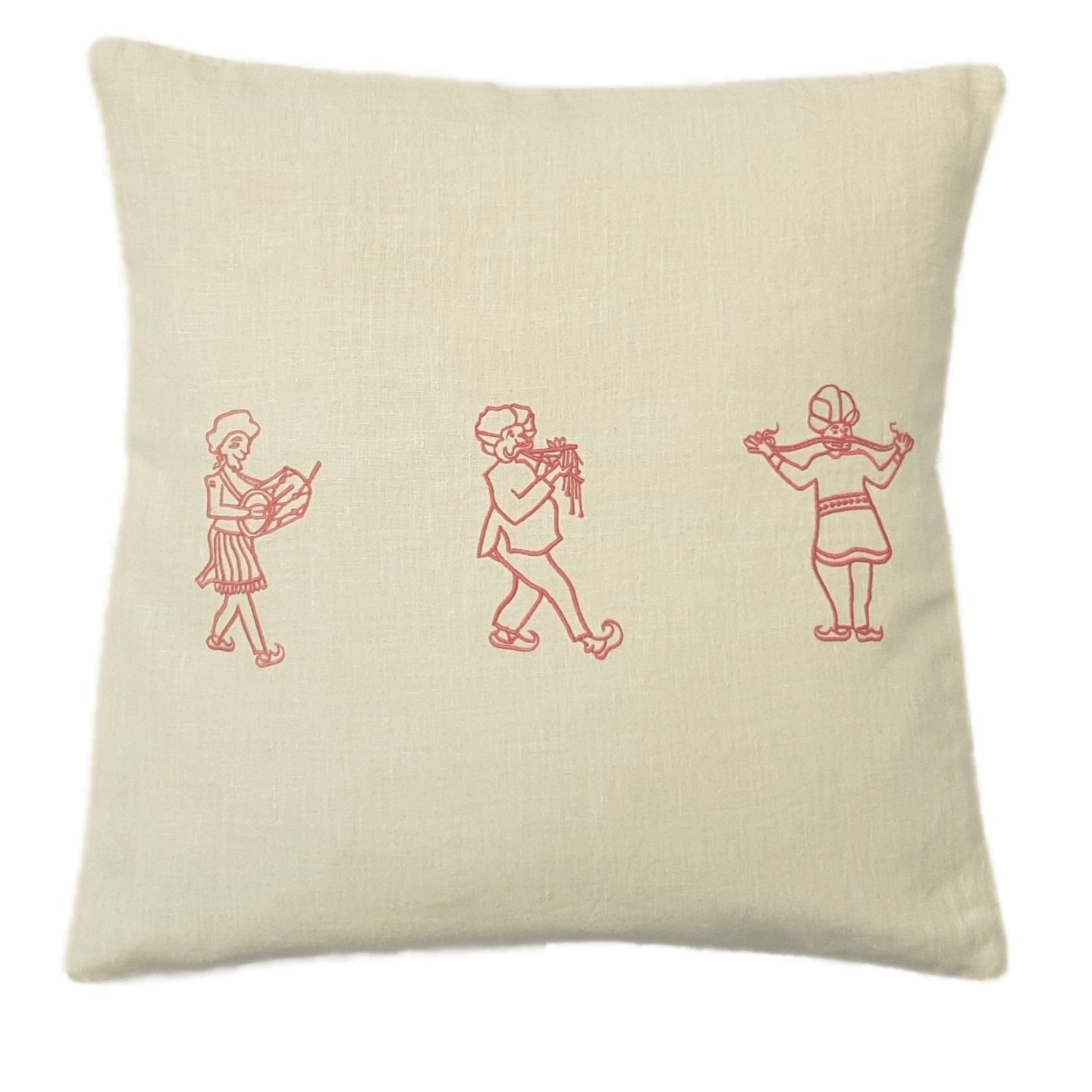 Band Baaja Embroidered Linen 16x16 Red Cushion Cover