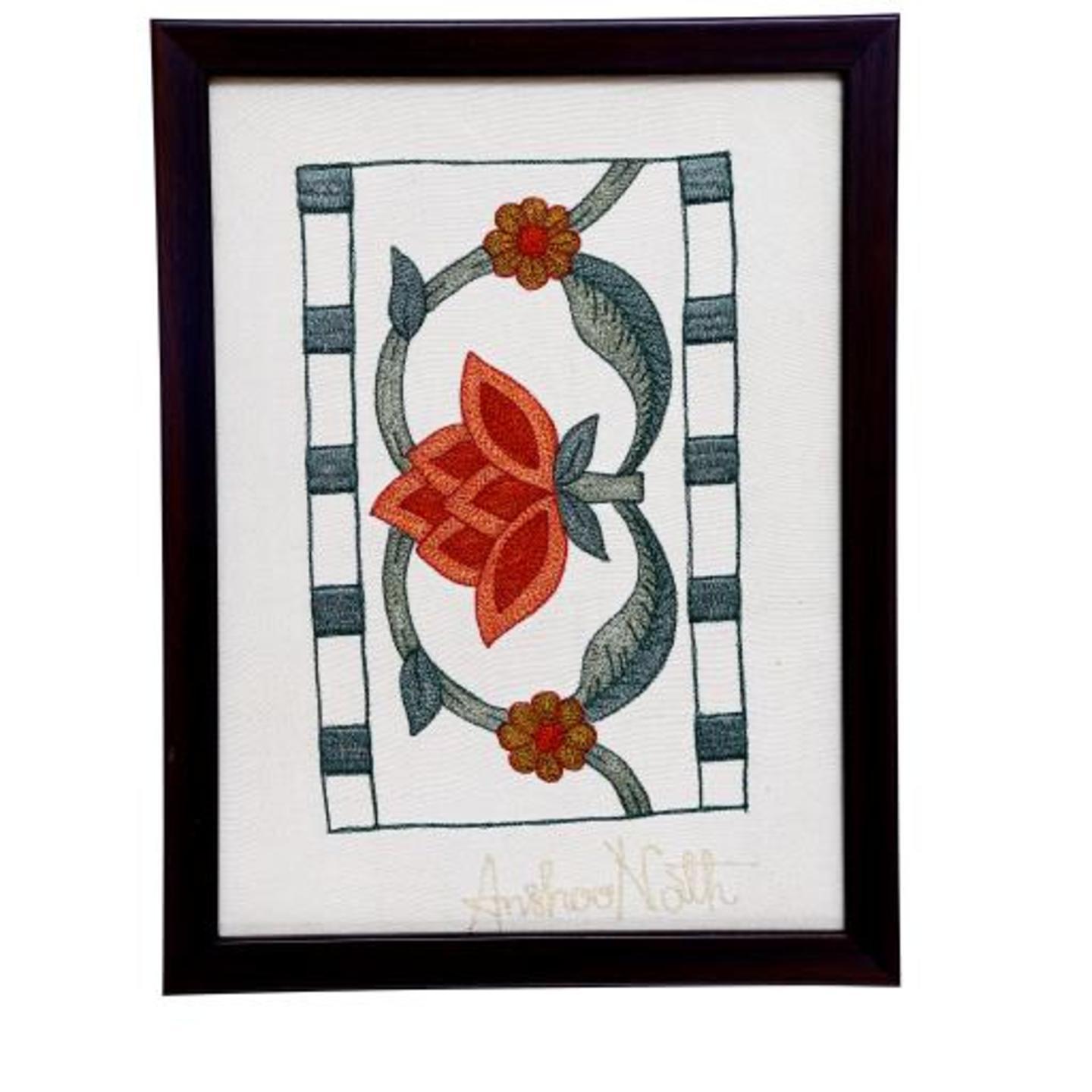 Marigold Embroidered Tassar Silk 9.0x6.7 Wall Art