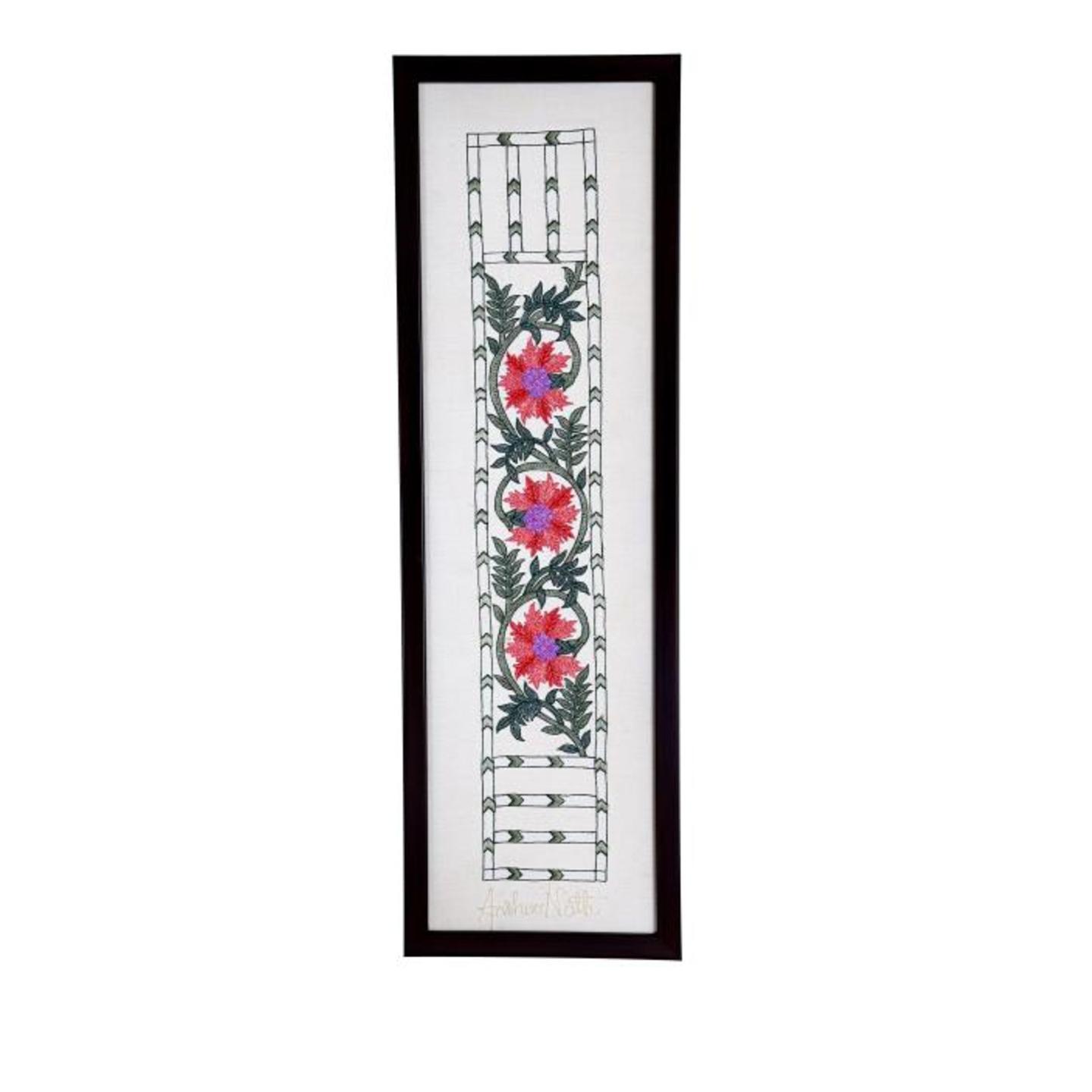 Marigold Embroidered Tassar Silk 20.2x5.5 Wall Art
