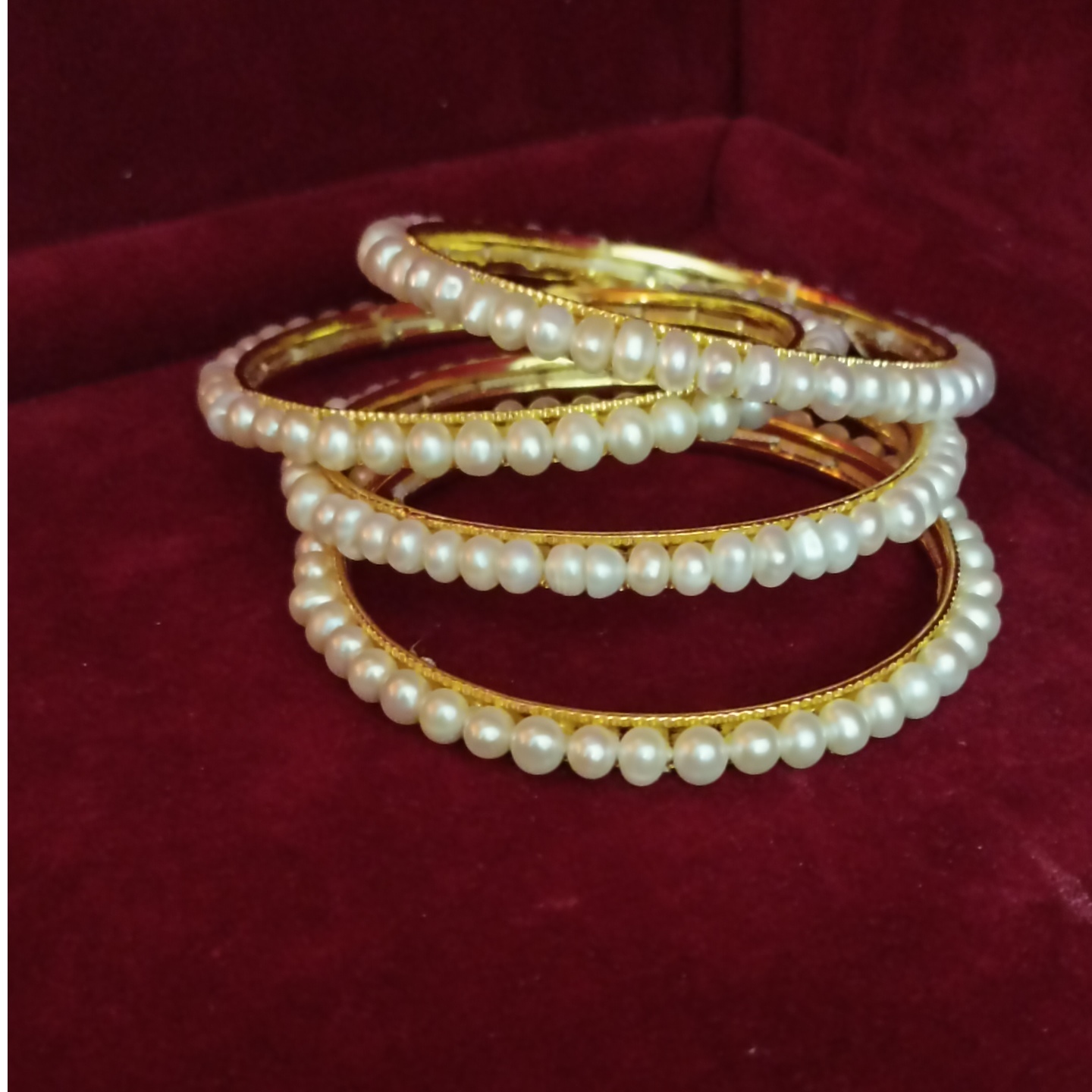 Off white Fresh water Real Pearl Bangles AAA+ Quality
