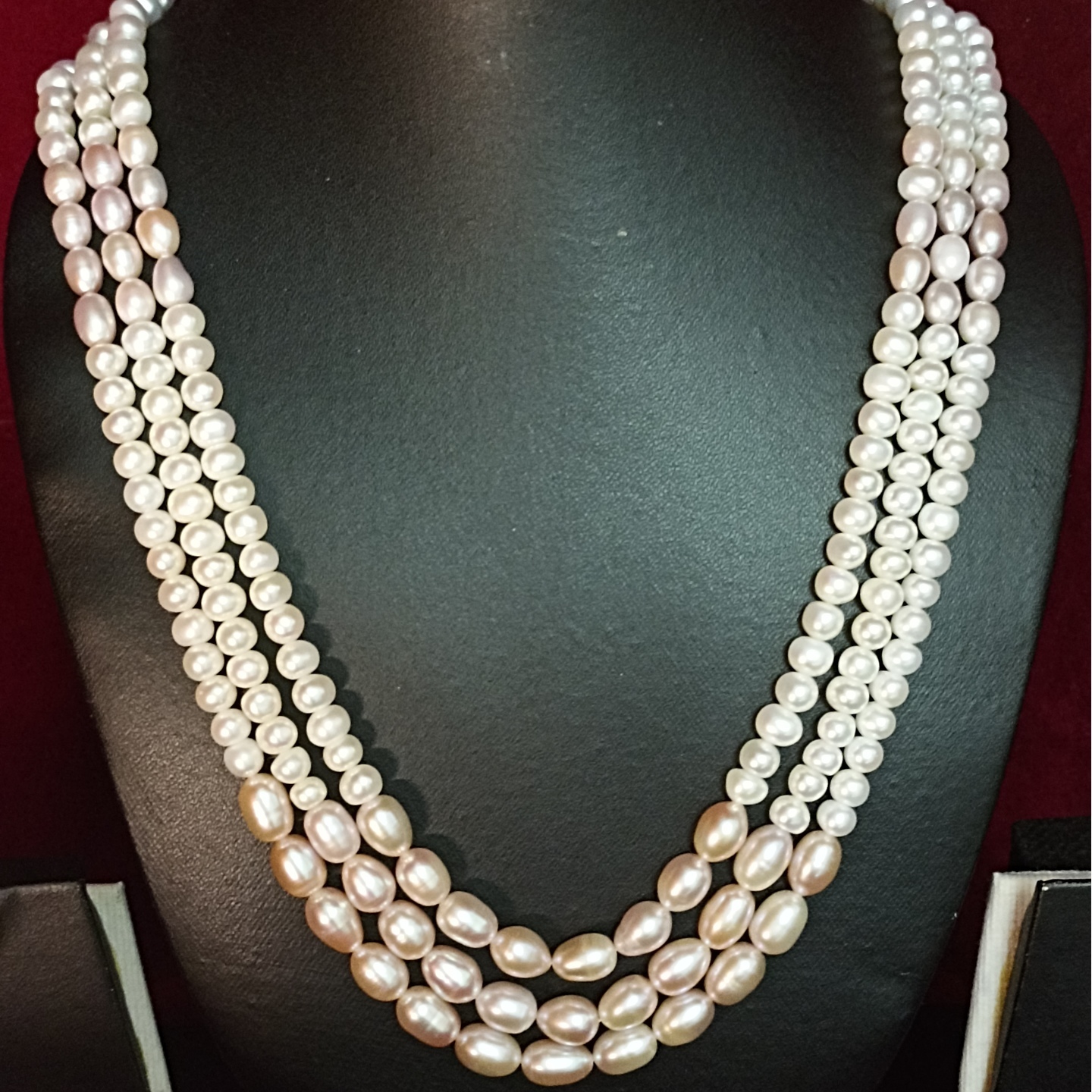 Fresh water Pink and white multistring necklace bead size 6mm to 12mm AAA+ Quality