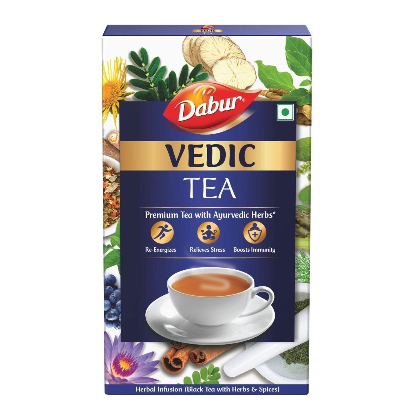 Dabur Vedic Tea - 500g (Black Tea) | Chai Handpicked from Assam, Nilgiri & Darjeeling | Soulful Aroma & Rich Taste | Premium Tea