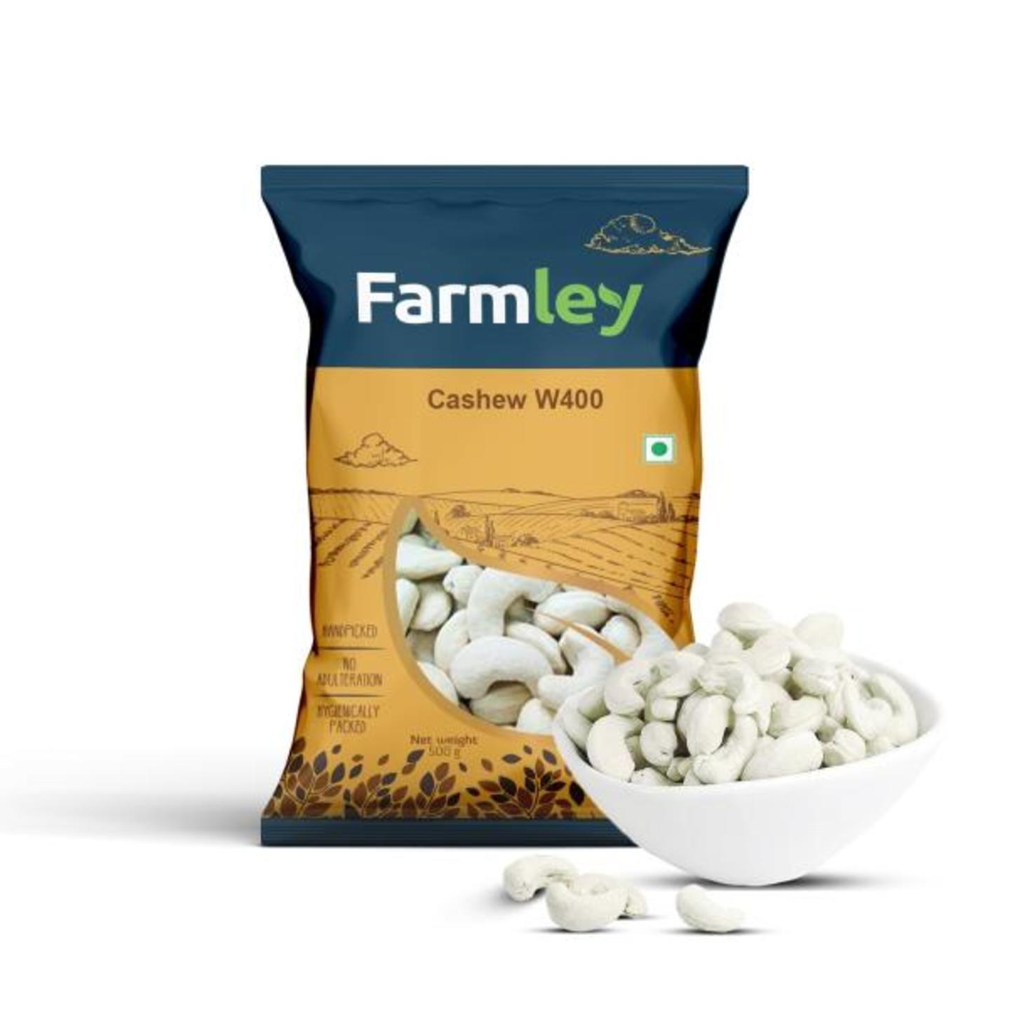 Farmley 100% Natural Raw W400 Cashew 500 g