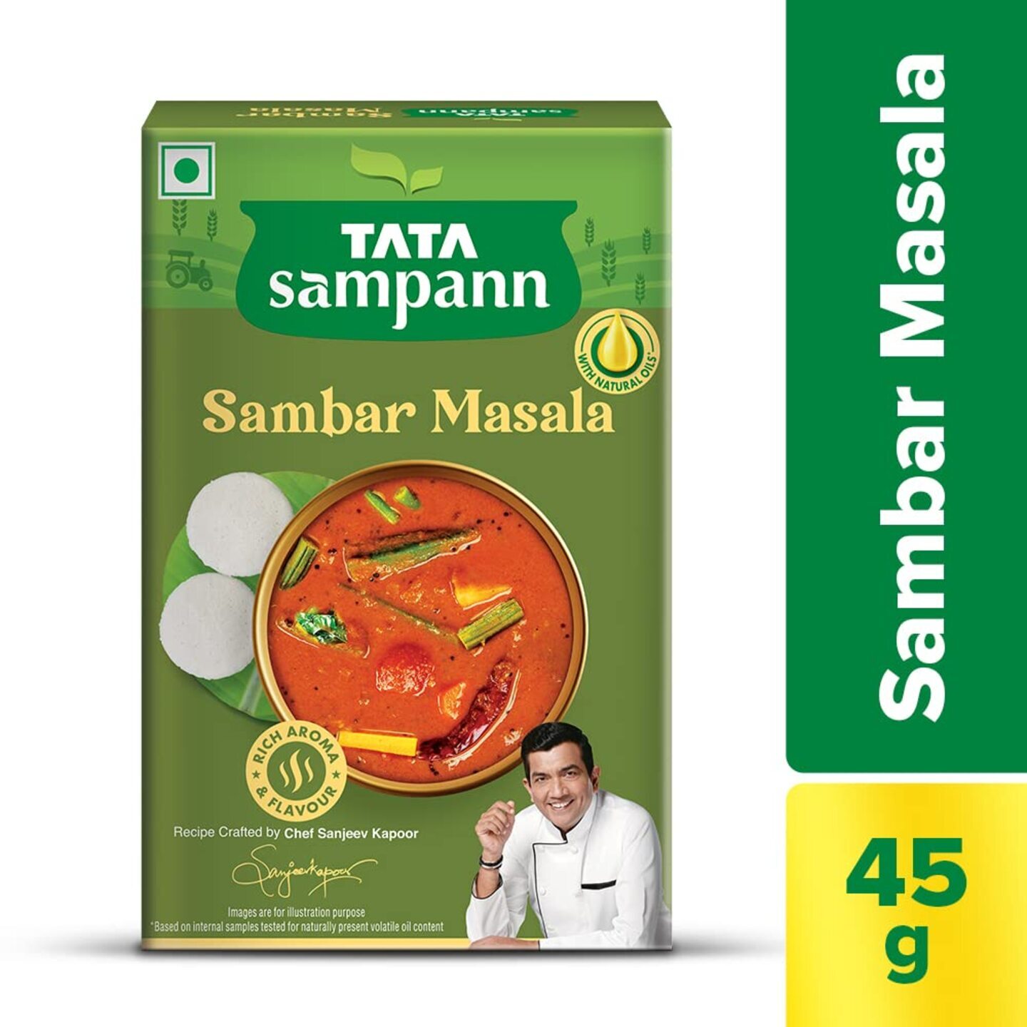 Tata Sampann Sambar Masala with Natural Oils, Crafted by Chef Sanjeev Kapoor, 45g