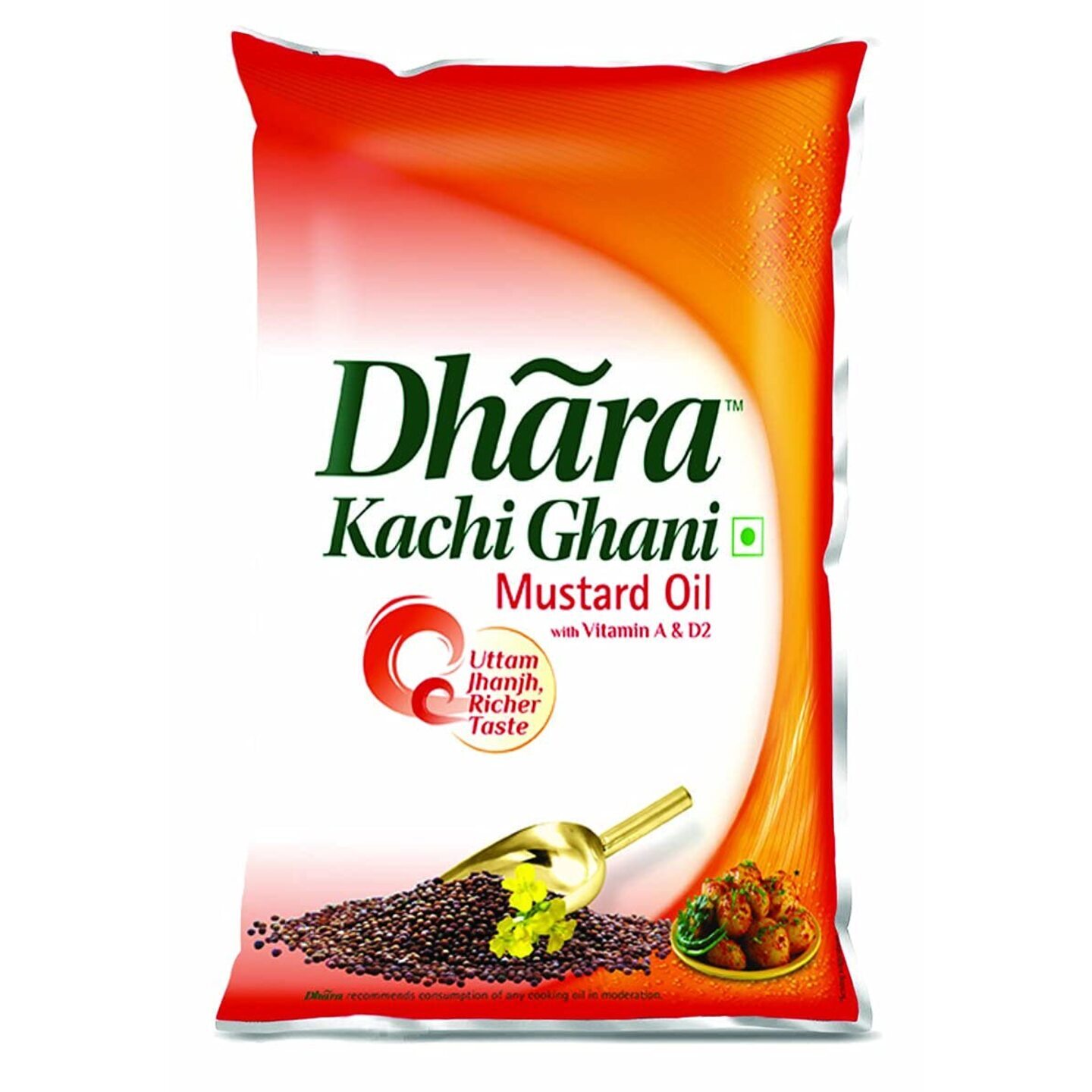 Dhara Kachhi Ghani Mustard Oil Pouch, 1L
