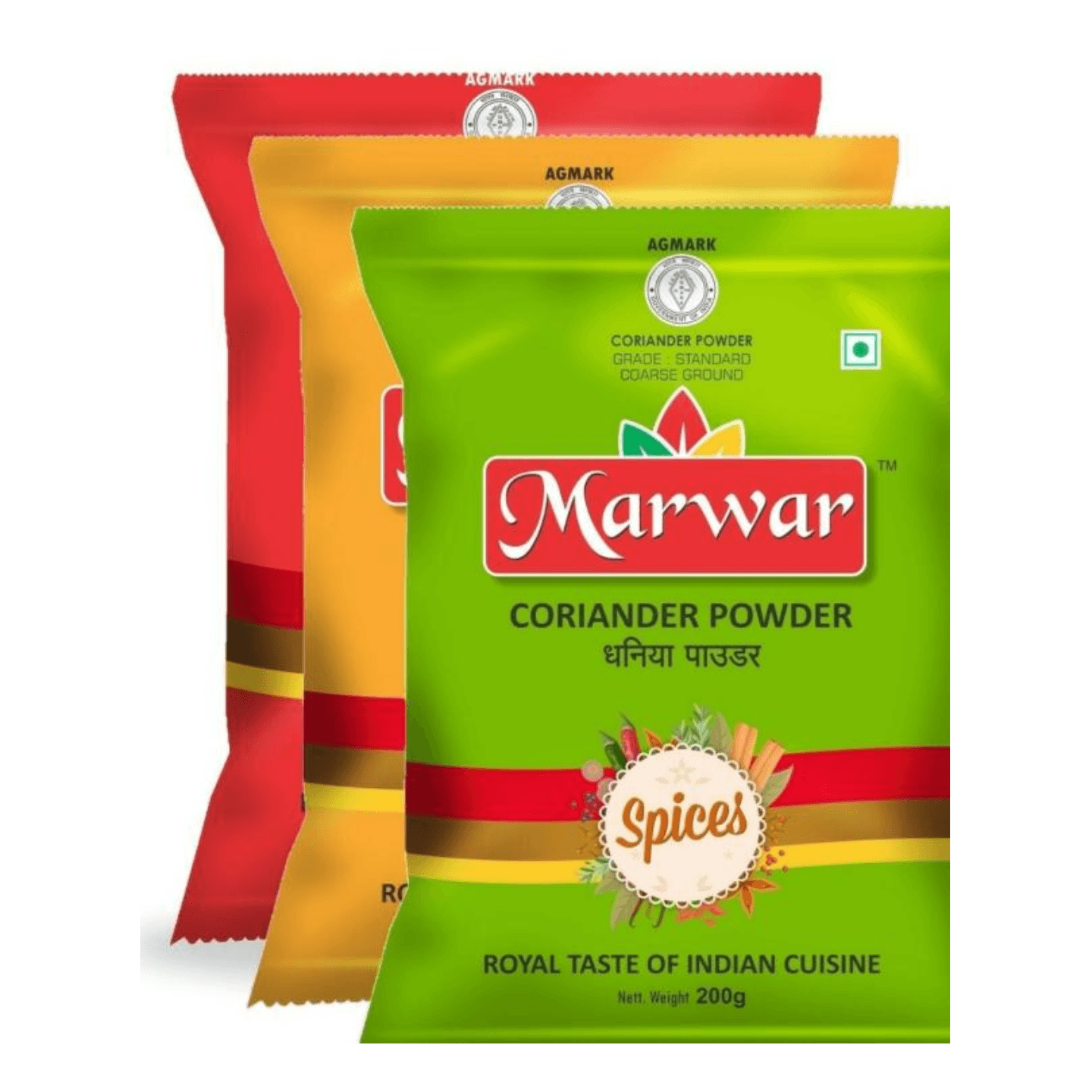 Marwar Spices 3 kg Combo Red Chilly Lal Mirch Powder + Coriander Dhania+ Turmeric Haldi Powder 1 kg Pack Super Saver Spices Combo Agmark Certified Total 3 Kgs